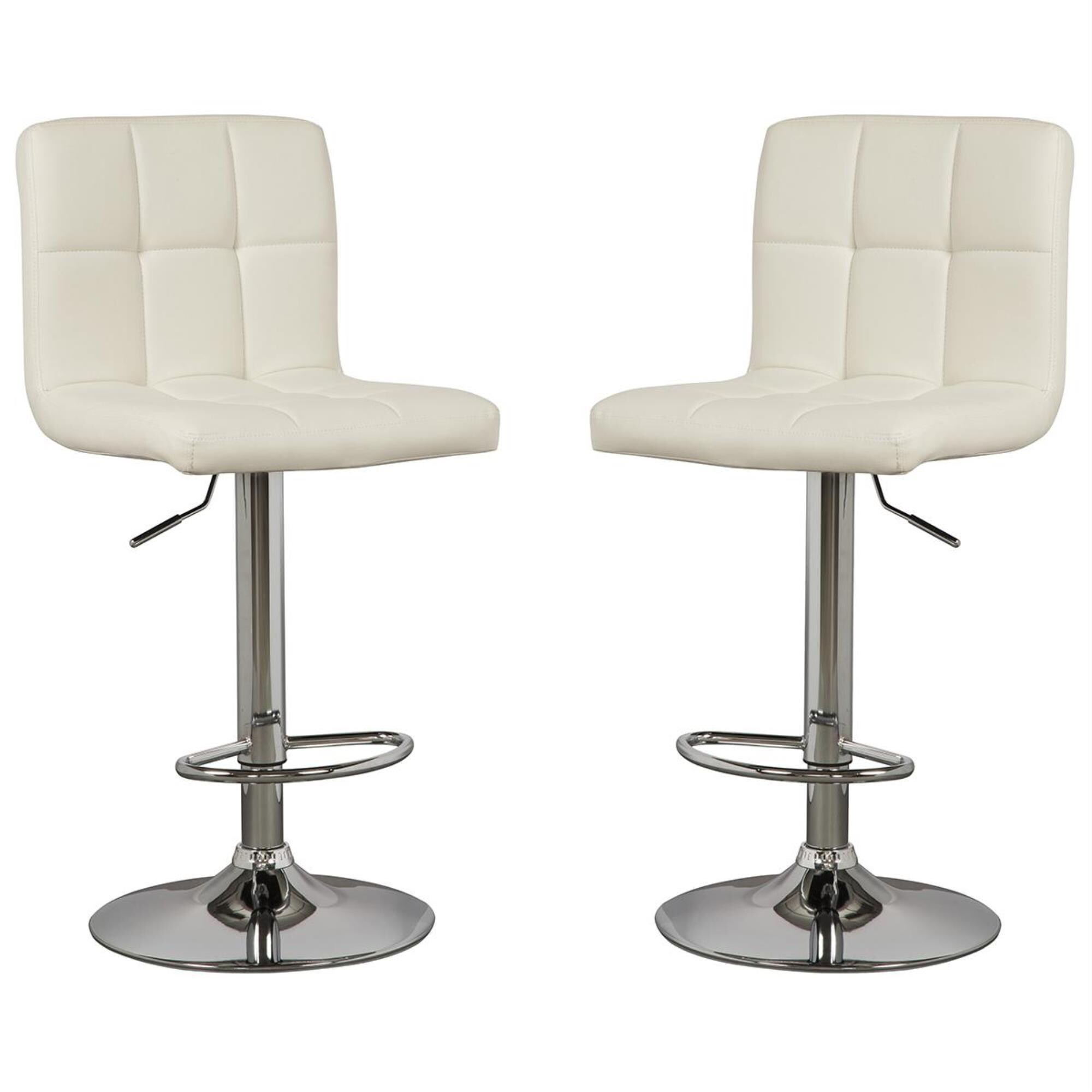 Signature Design By Ashley Bellatier Adjustable Height Bar Stool In Bone And Chrome Set Of 2 Nebraska Furniture Mart