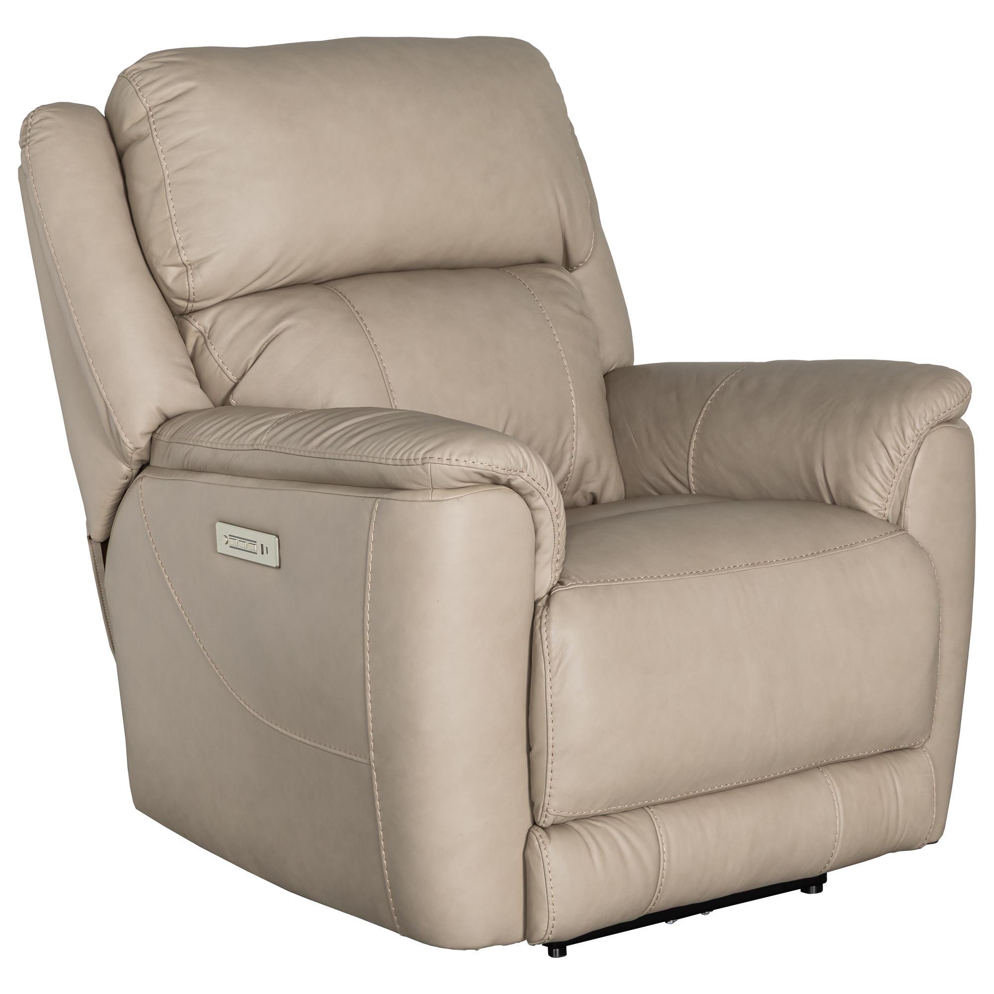 HomeStretch Tuscany Leather Power Recliner in Stonewash