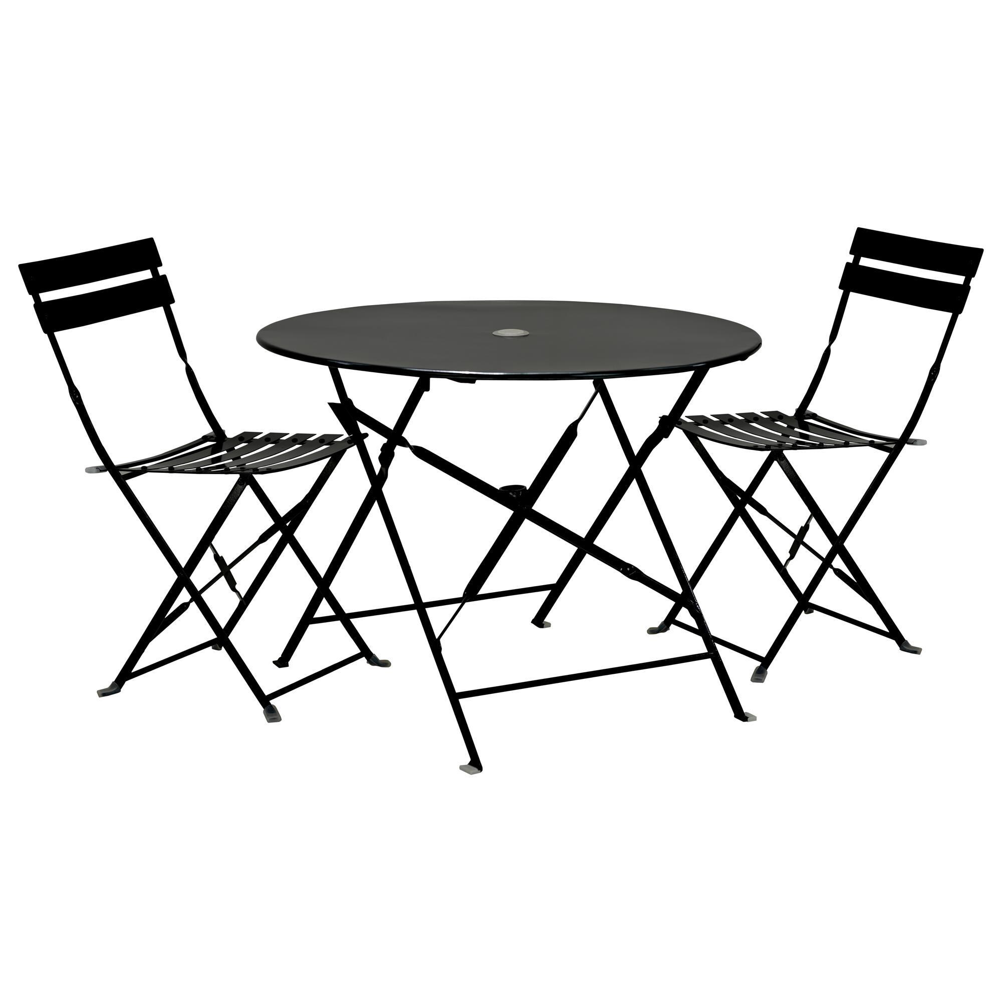 Carolina Chair and Table 3Piece Bistro Set in Black NFM