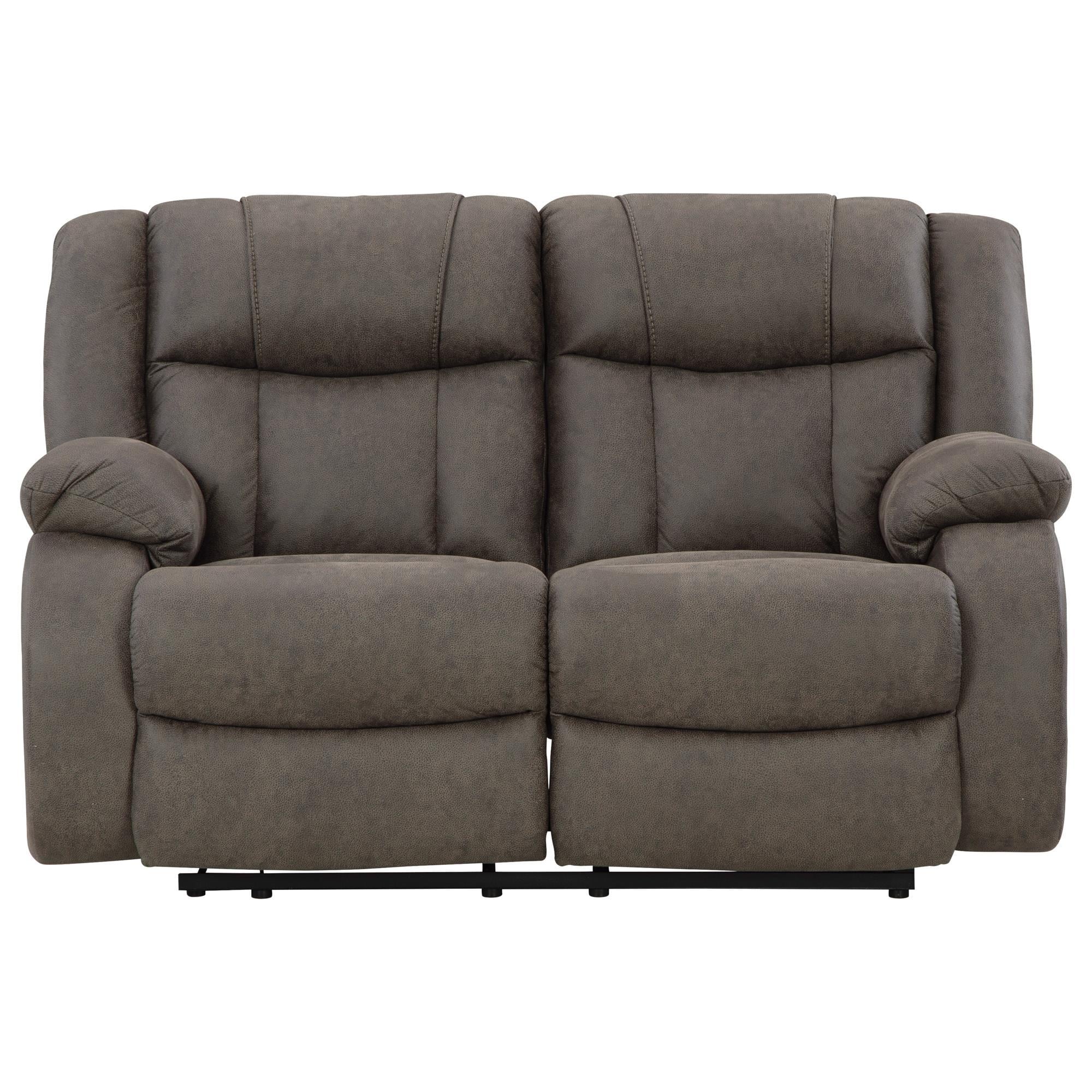Ashley First Base Manual Reclining Loveseat in Gunmetal