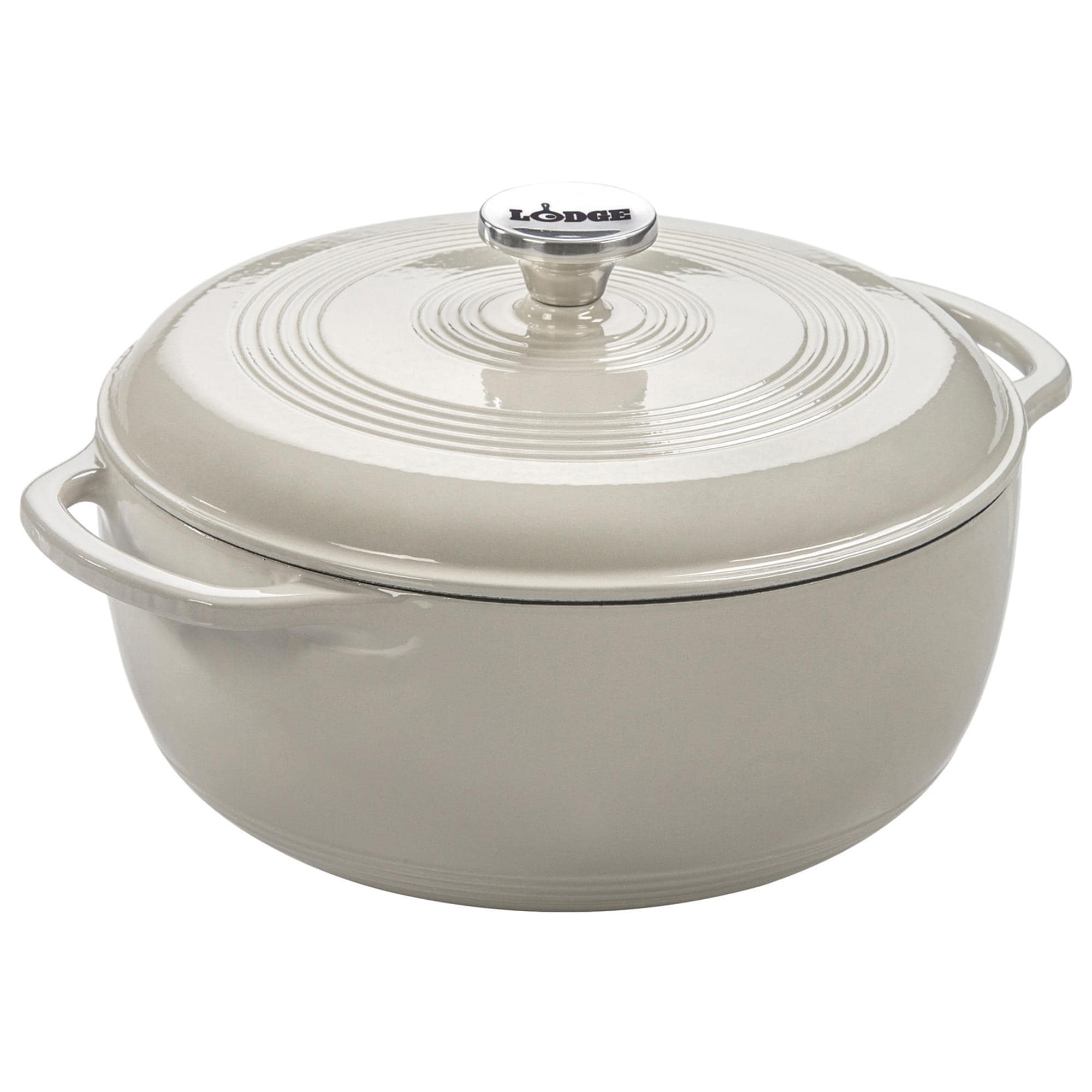 Lodge Cast Iron 6 Quart Enameled Cast Iron Dutch Oven in Oyster Shop NFM