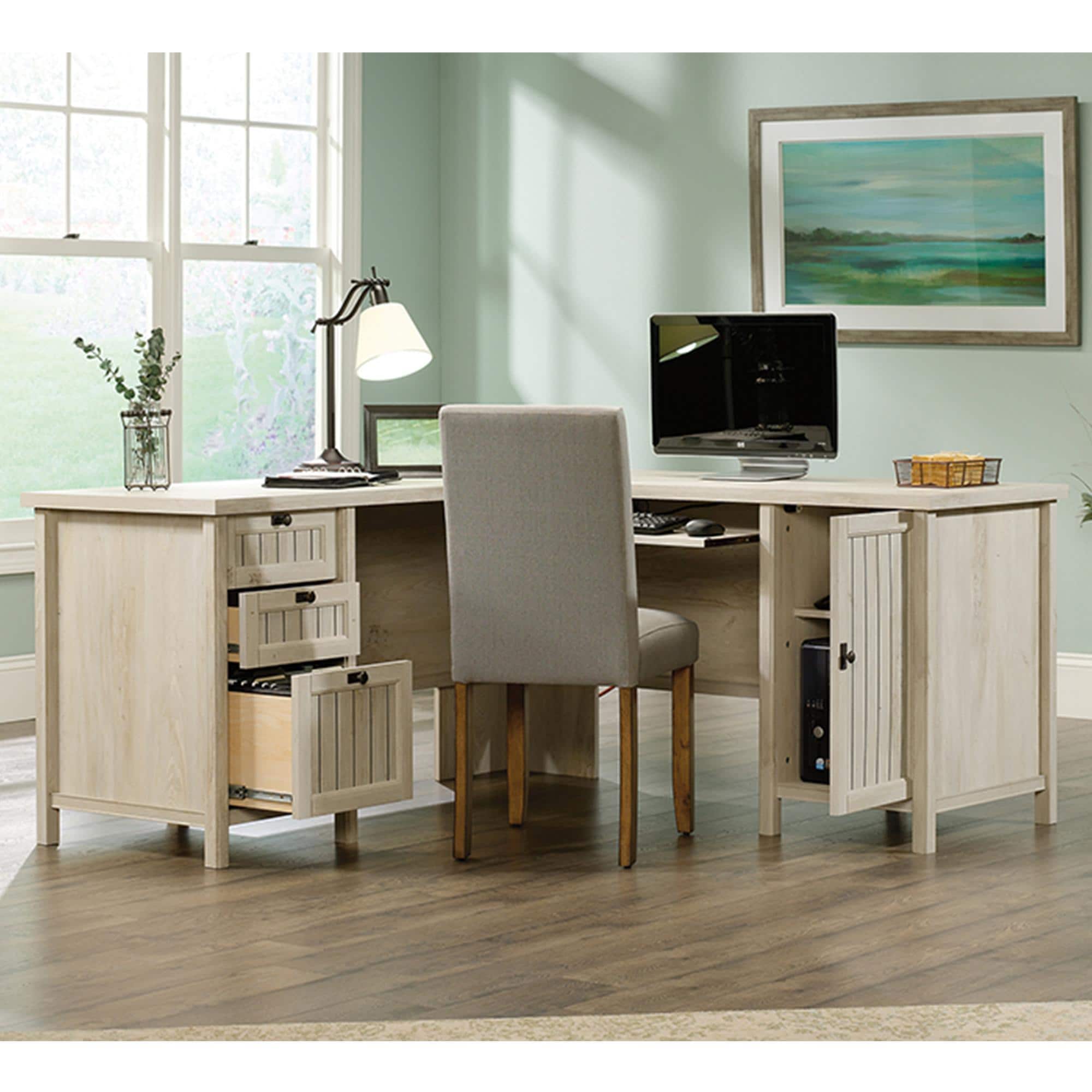 Sauder Costa LShaped Desk in Chalked Chestnut Shop NFM