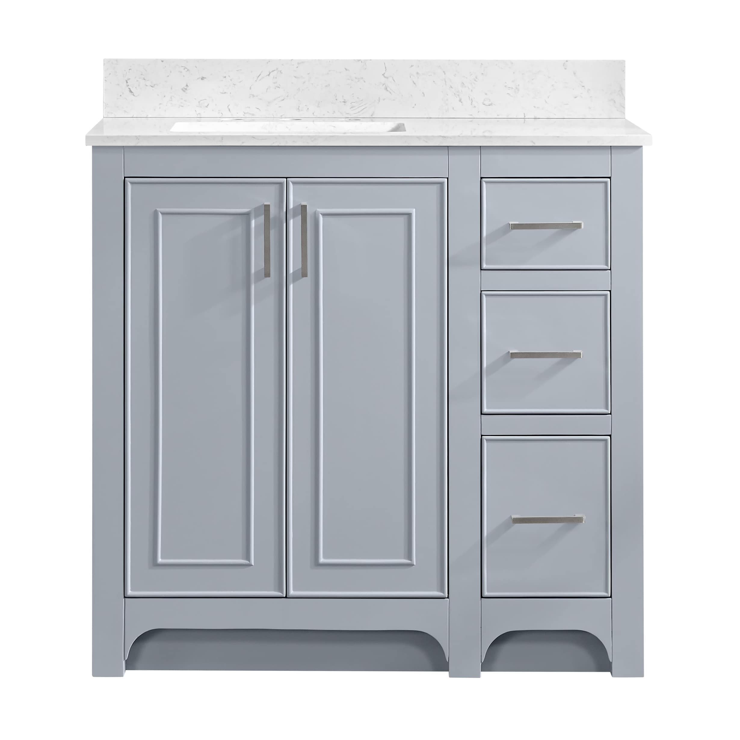 37B Lucerne 36" Single Bathroom Vanity Cabinet in Soft Blue with Marble ...