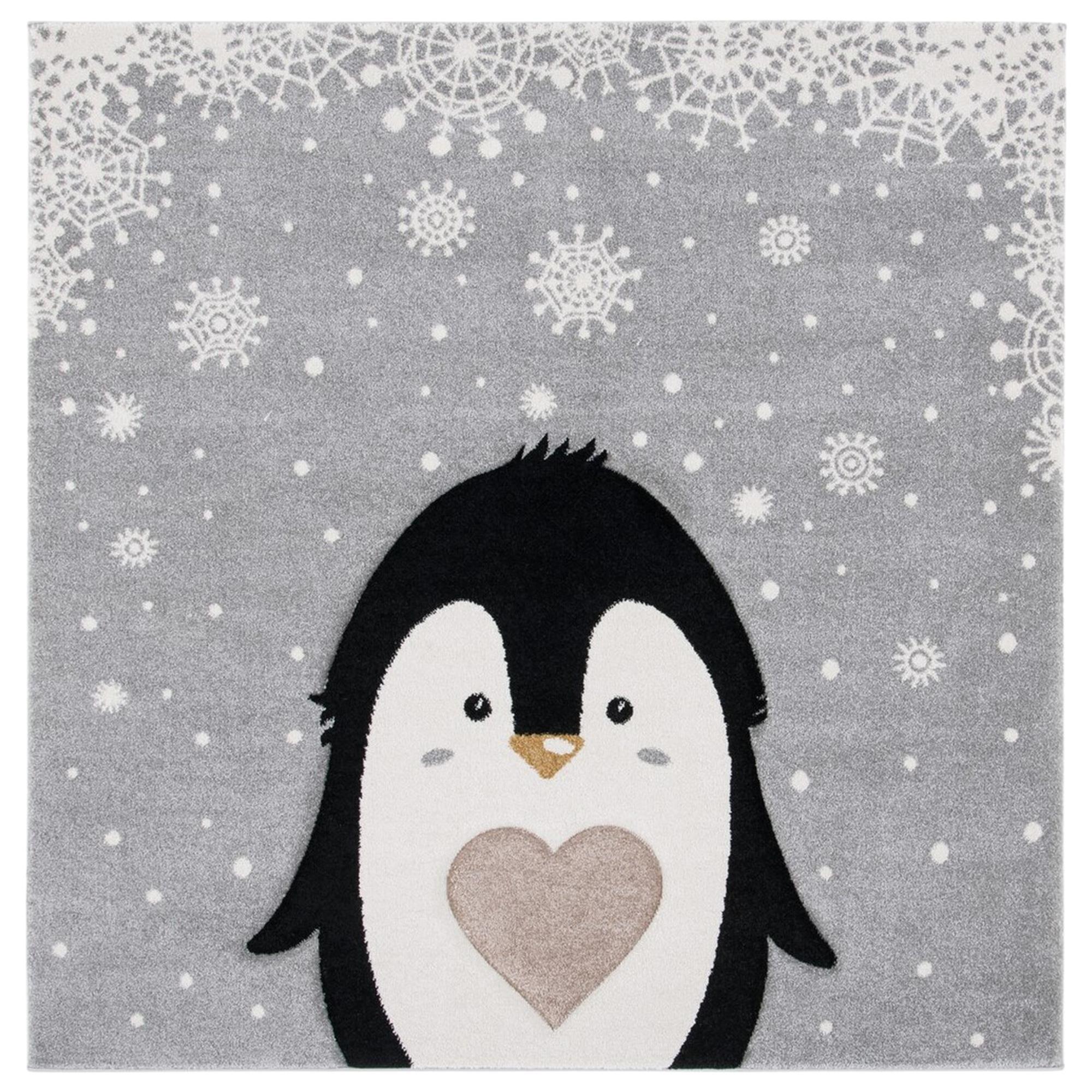 Safavieh Carousel 4' Square Light Grey and Black Kids Area Rug