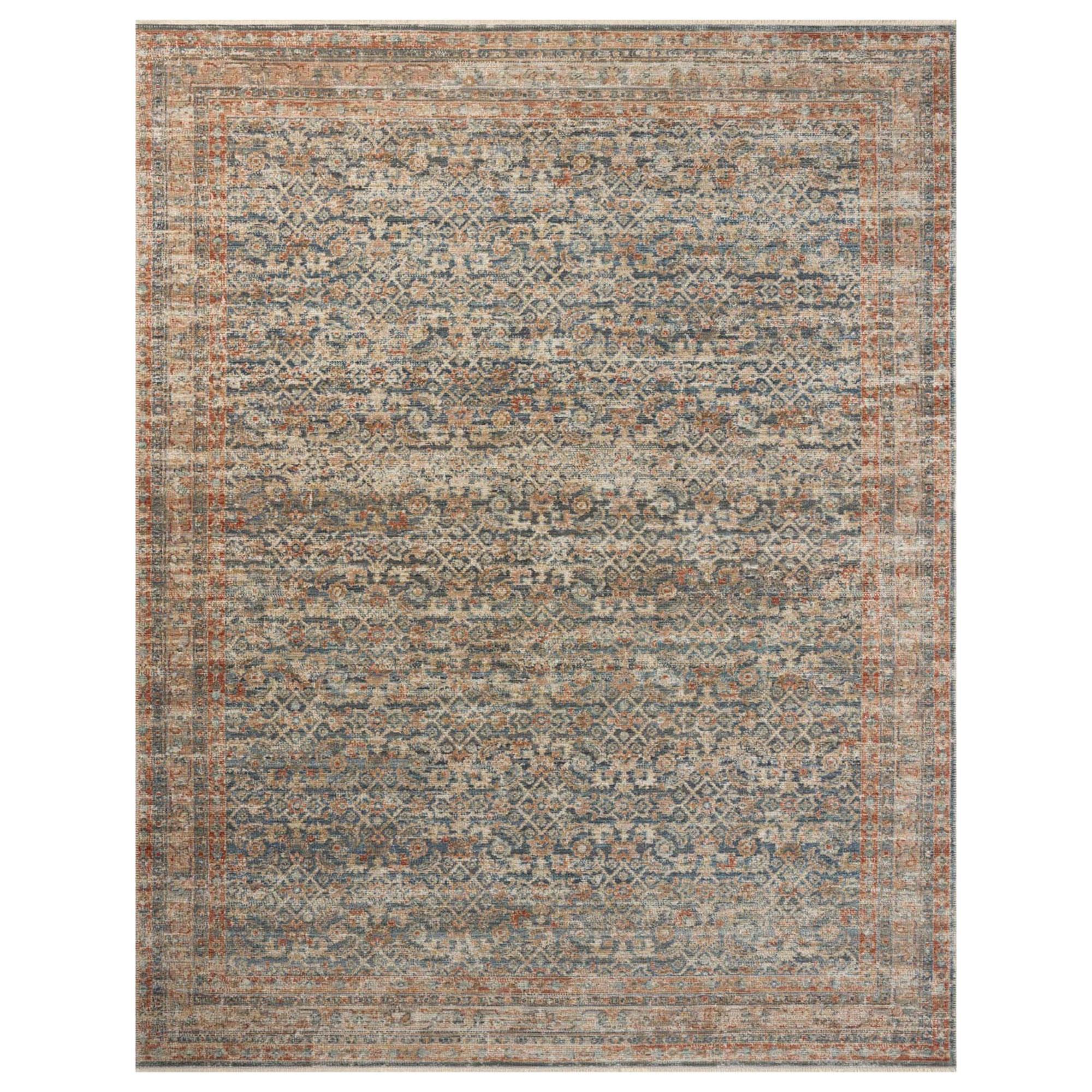 Loloi Heritage 4' x 10' Blue and Rust Runner