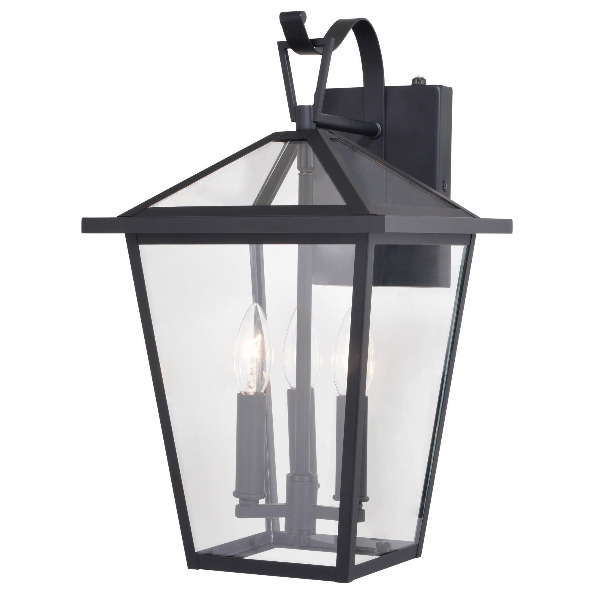 Vaxcel Derby 3-Light Outdoor Wall Lantern in Matte Black