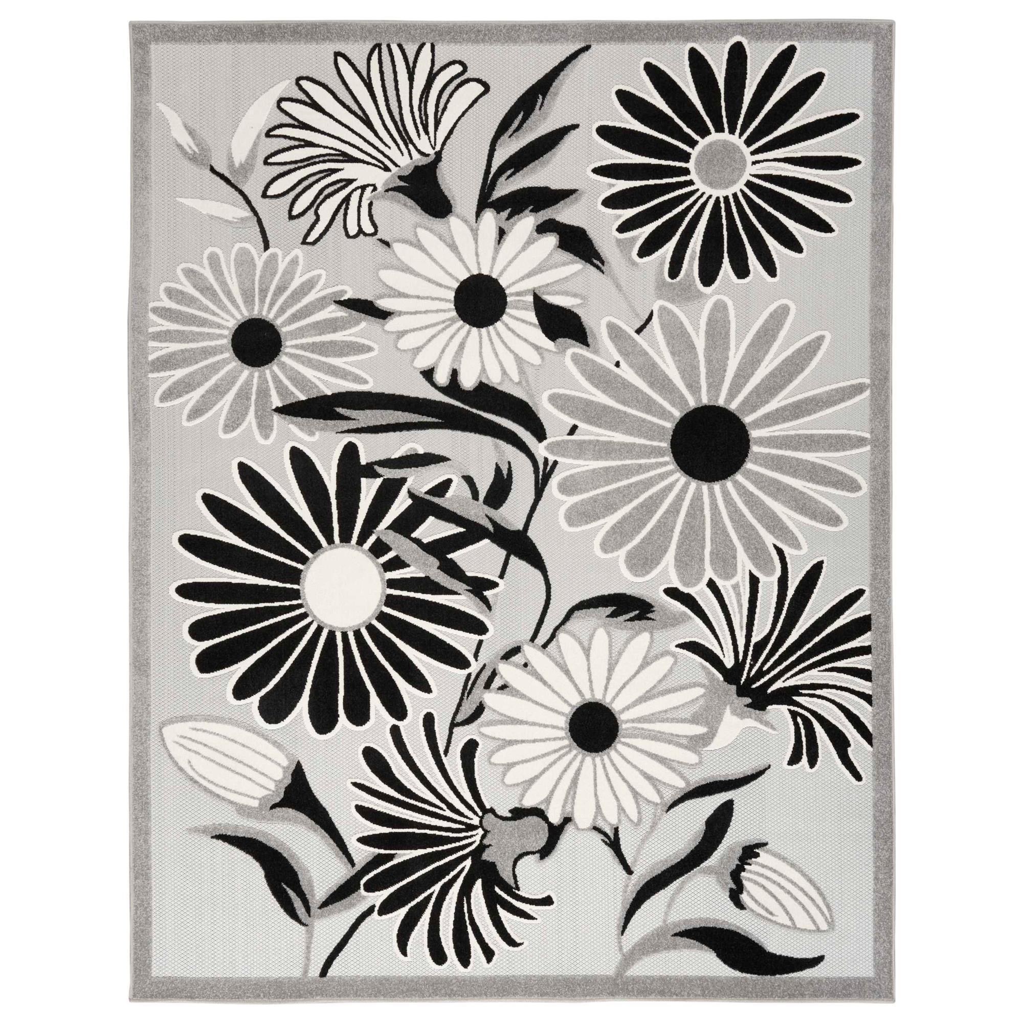 Nourison Aloha 9' x 12' Black and White Indoor/Outdoor Area Rug