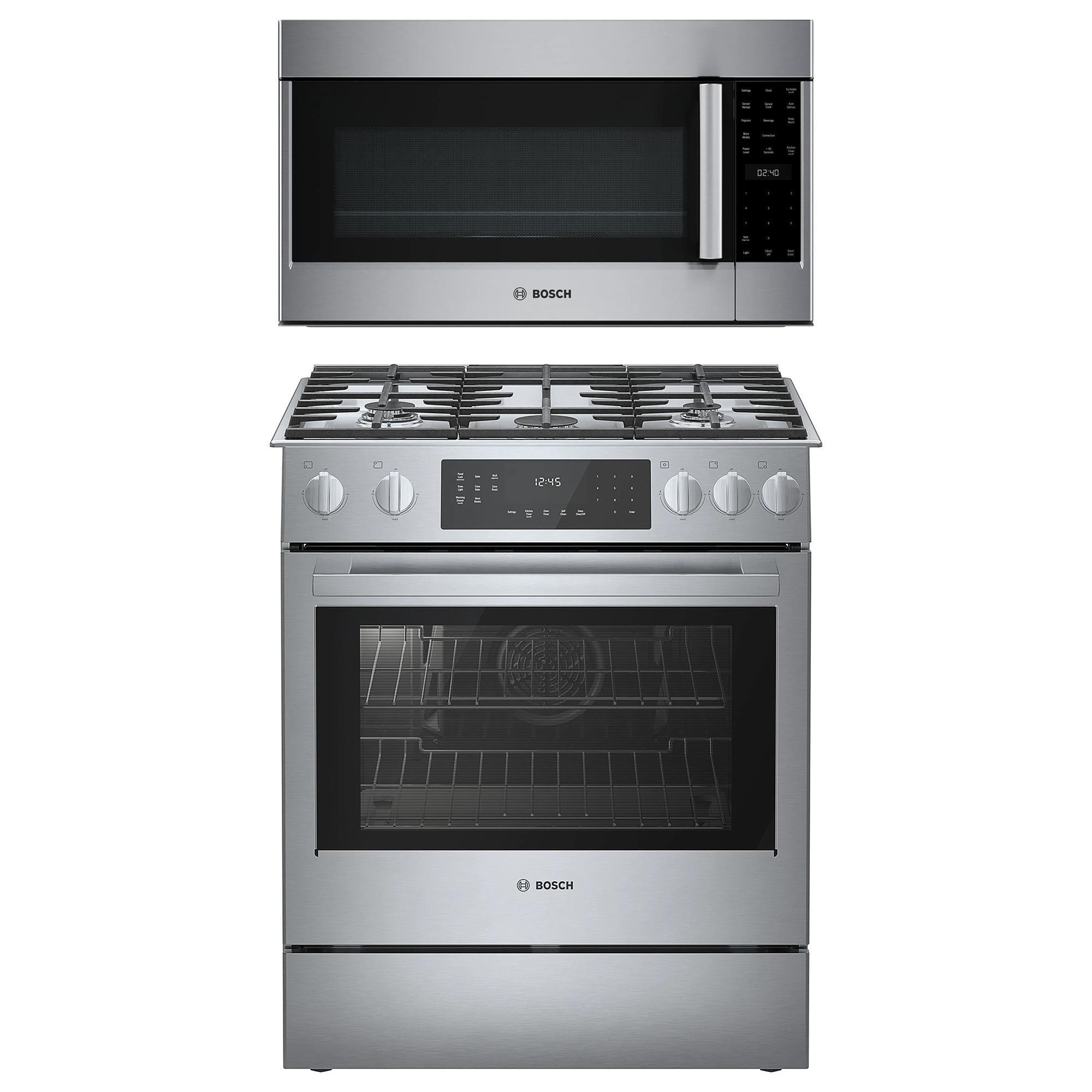 Bosch 800 Series 2-Piece Kitchen Package with 4.8 Cu. Ft. Gas