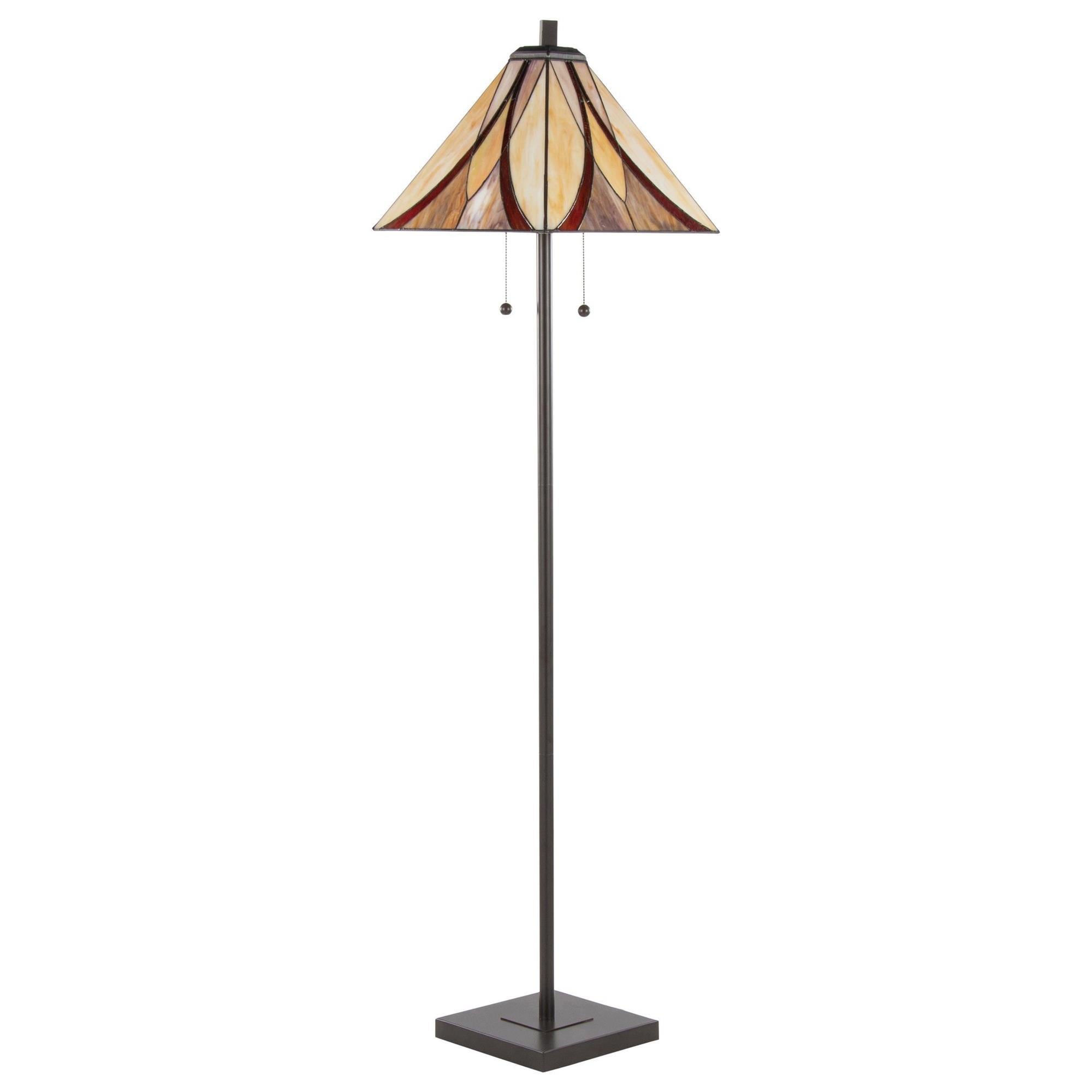 LumiSource Ren Floor Lamp with Green Glass Shade in Oil Rubbed Bronze