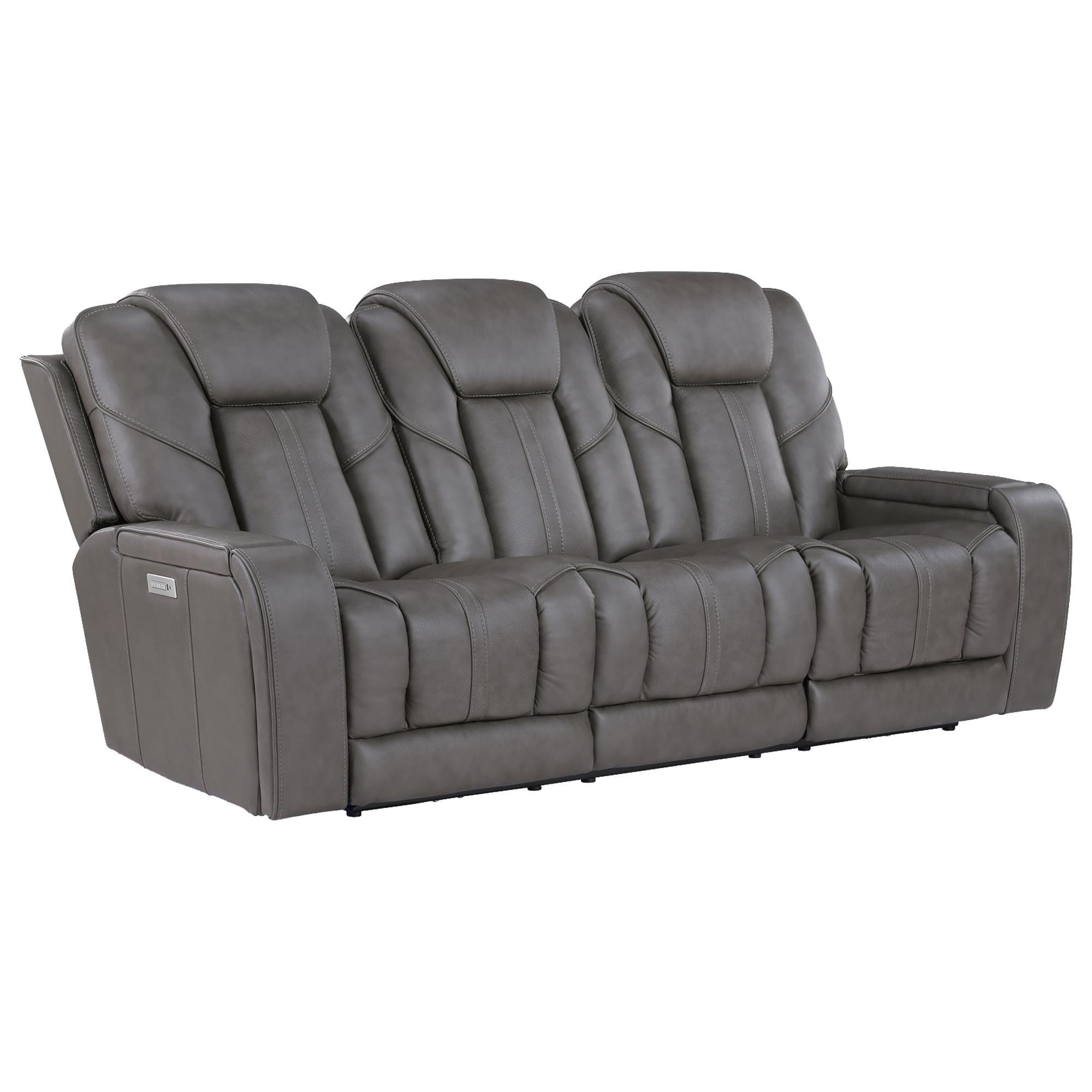 Crystal City Daniel Triple Power Reclining Sofa in Mossy Gray