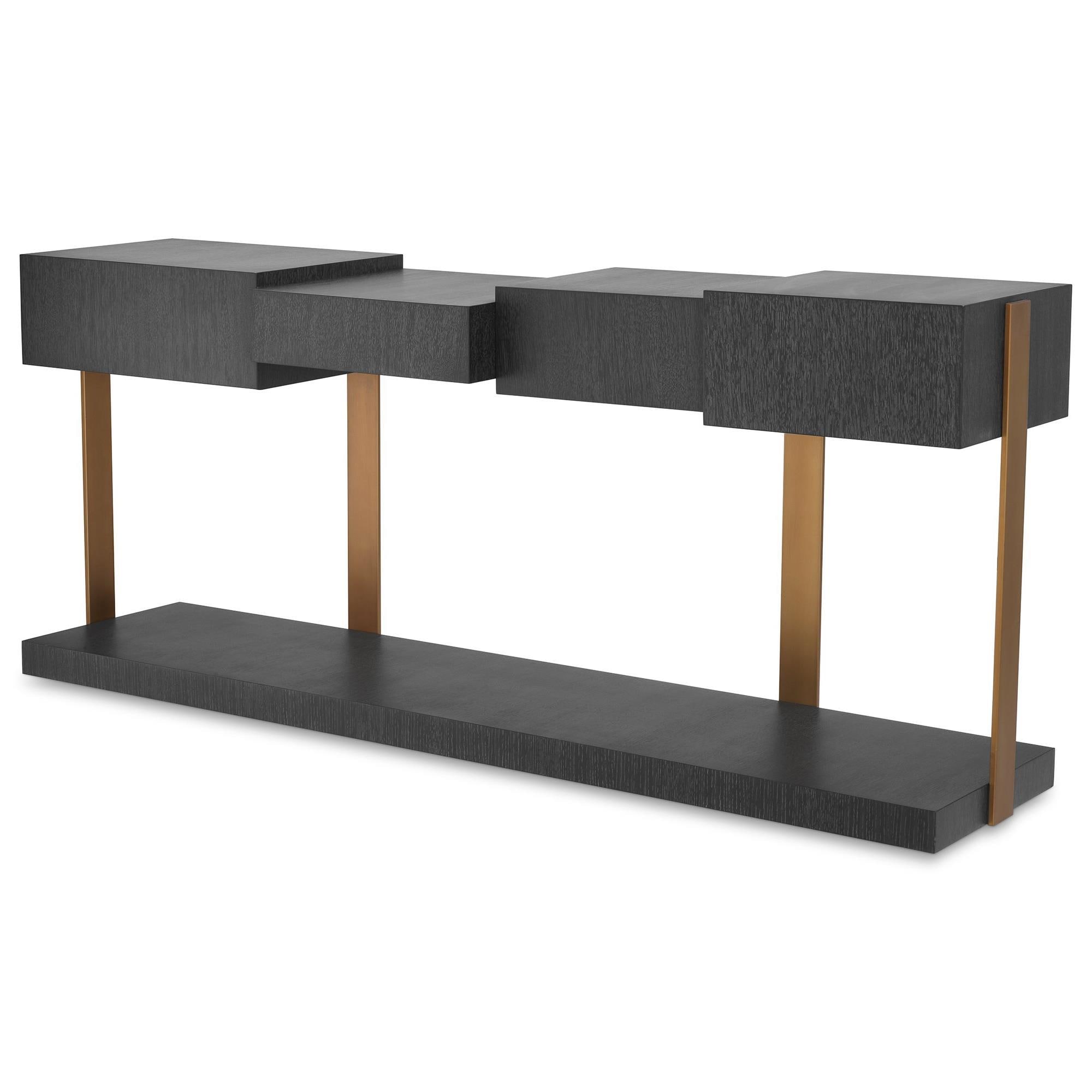 Eichholtz Nerone Console Table in Charcoal Grey and Brushed Brass