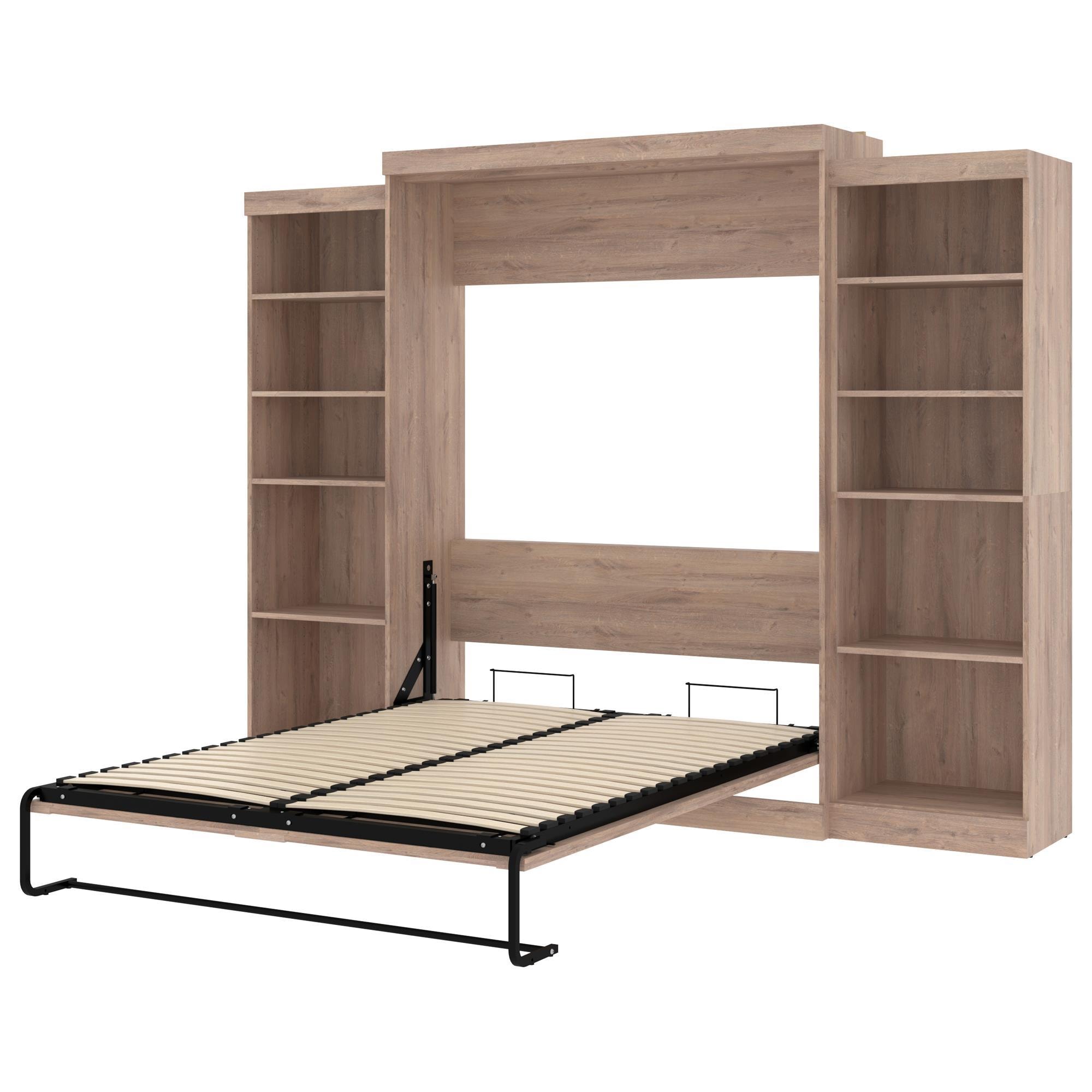 Bestar Pur 115" Queen Murphy Storage Bed in Rustic Brown NFM