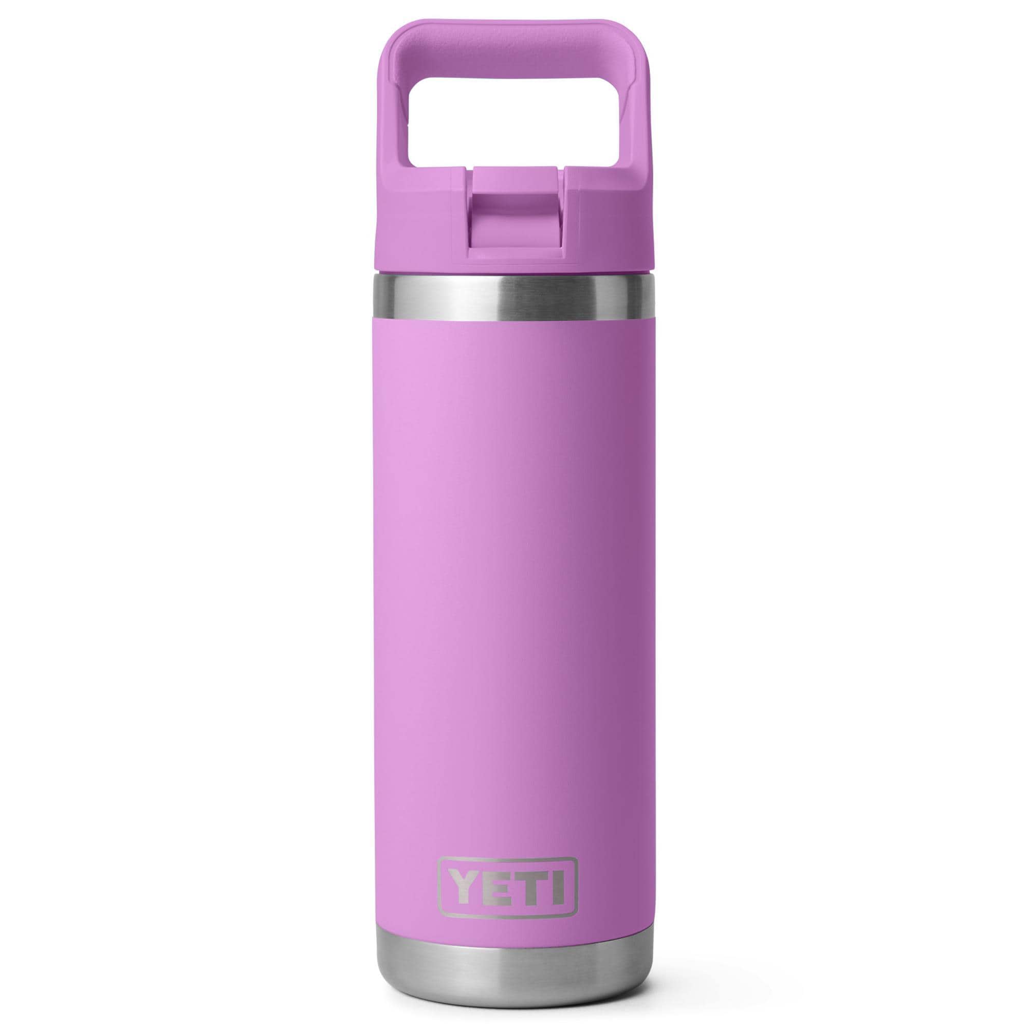YETI Rambler 18 Oz Water Bottle with Straw Cap in Power Pink and
