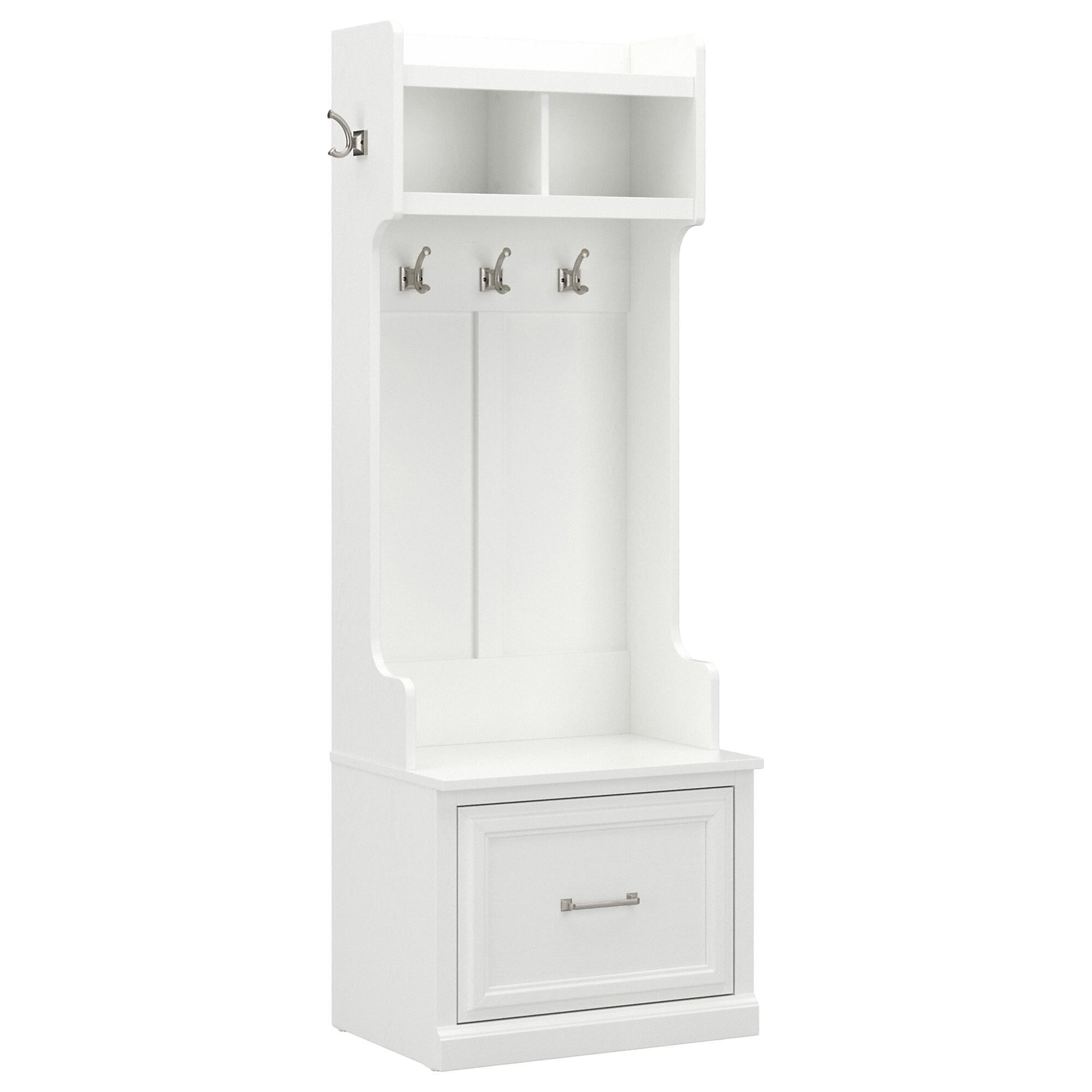 Bush Woodland Hall Tree with Storage Bench in White Ash Nebraska