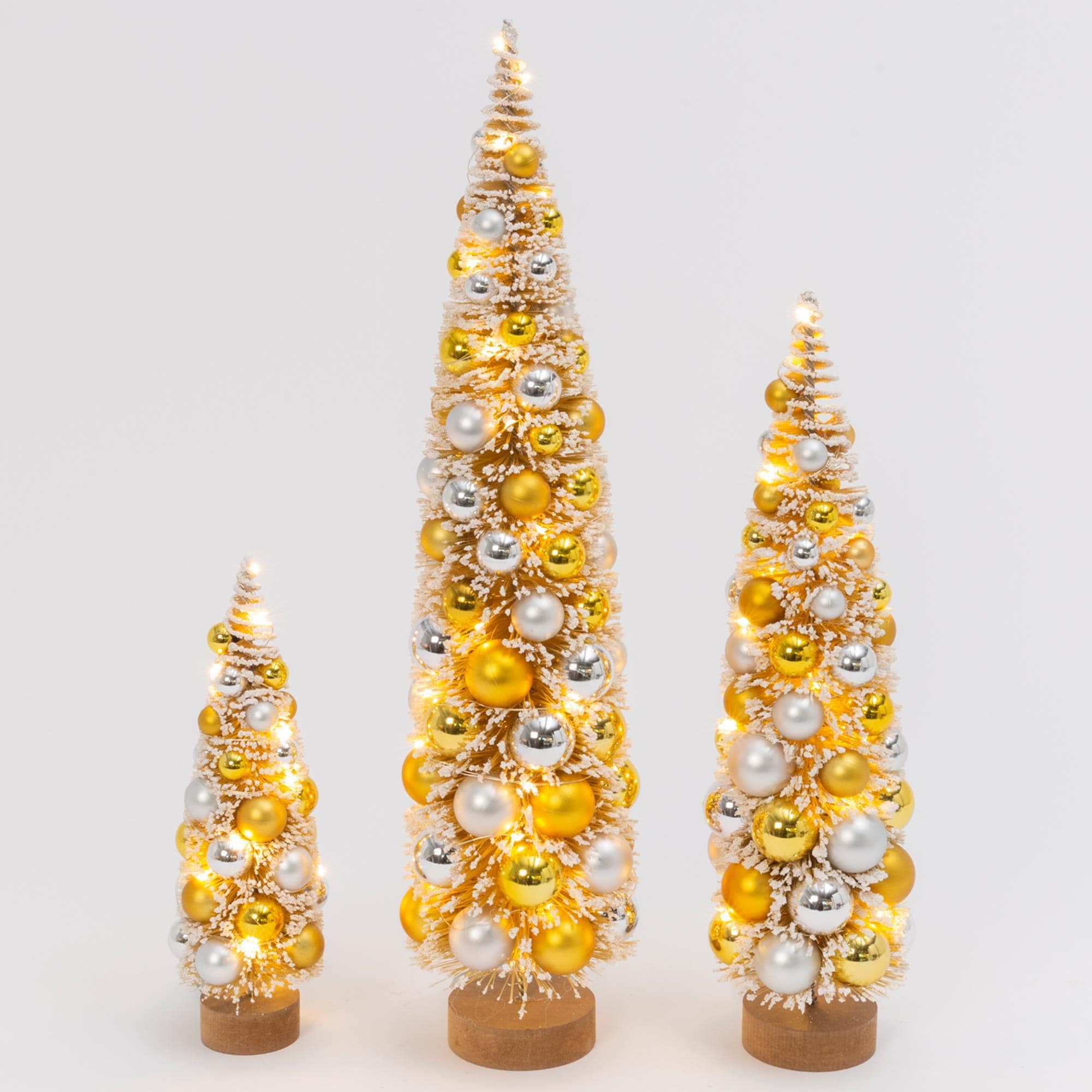 The Gerson Company 3-Piece Lighted Holiday Bottle Brush Trees Set