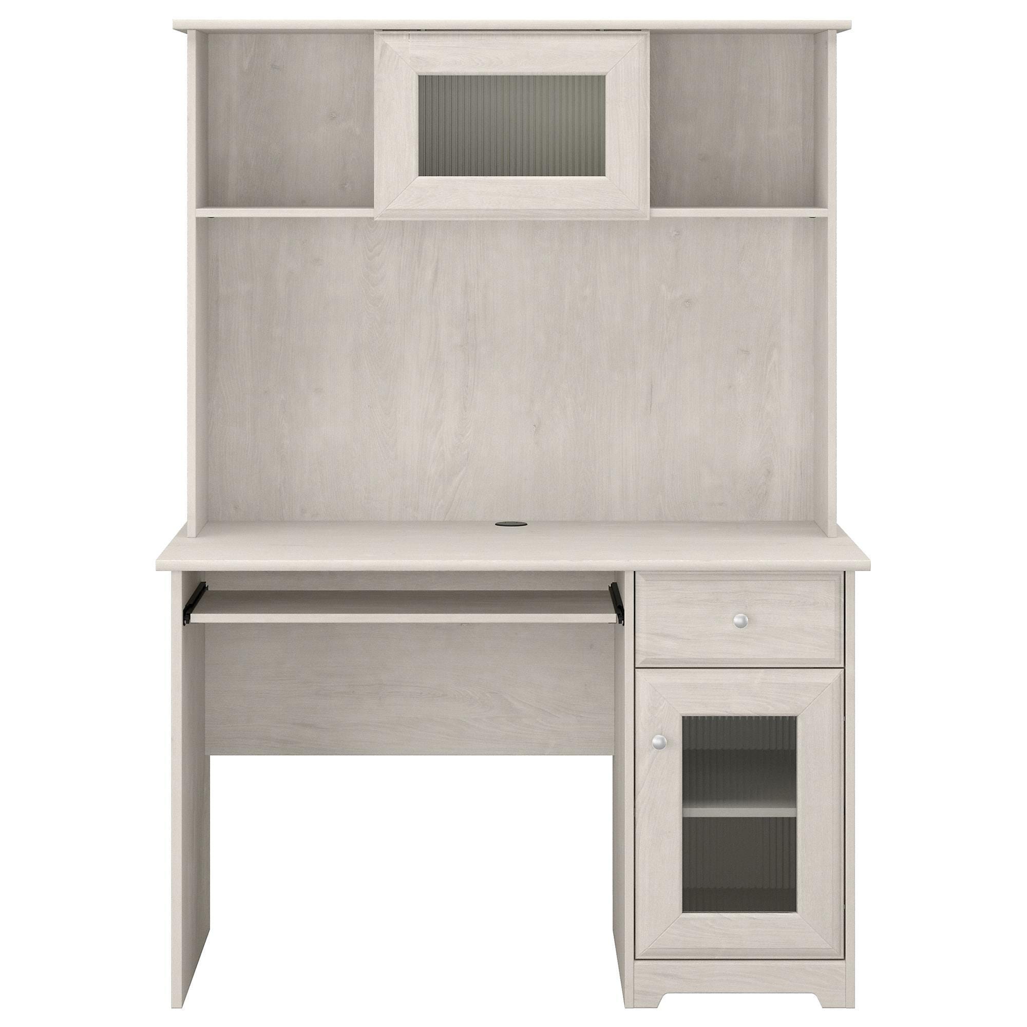 Bush Cabot 48" Computer Desk with Hutch in Linen White Oak Nebraska