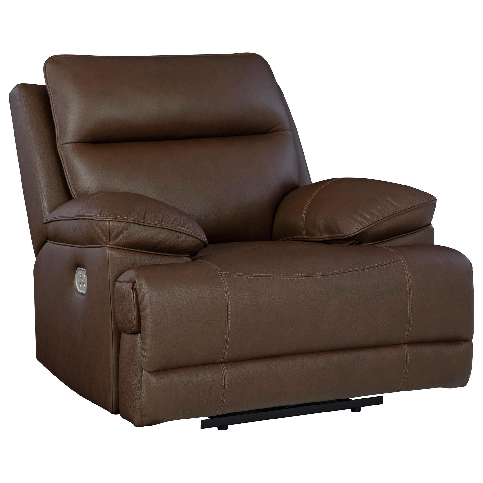 Ashley VonRyan Power Recliner with Adjustable Headrest in Tobacco