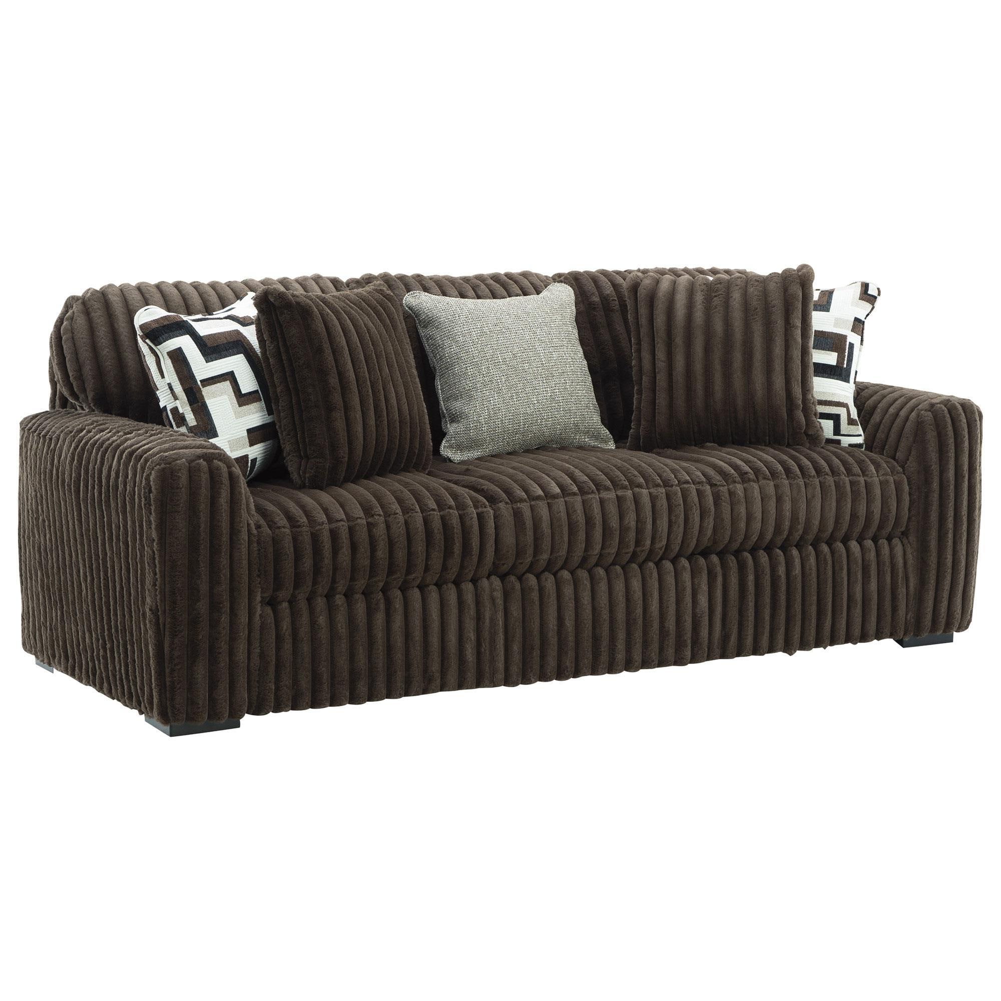 Ashley Midnight-Madness Stationary Sofa in Chocolate