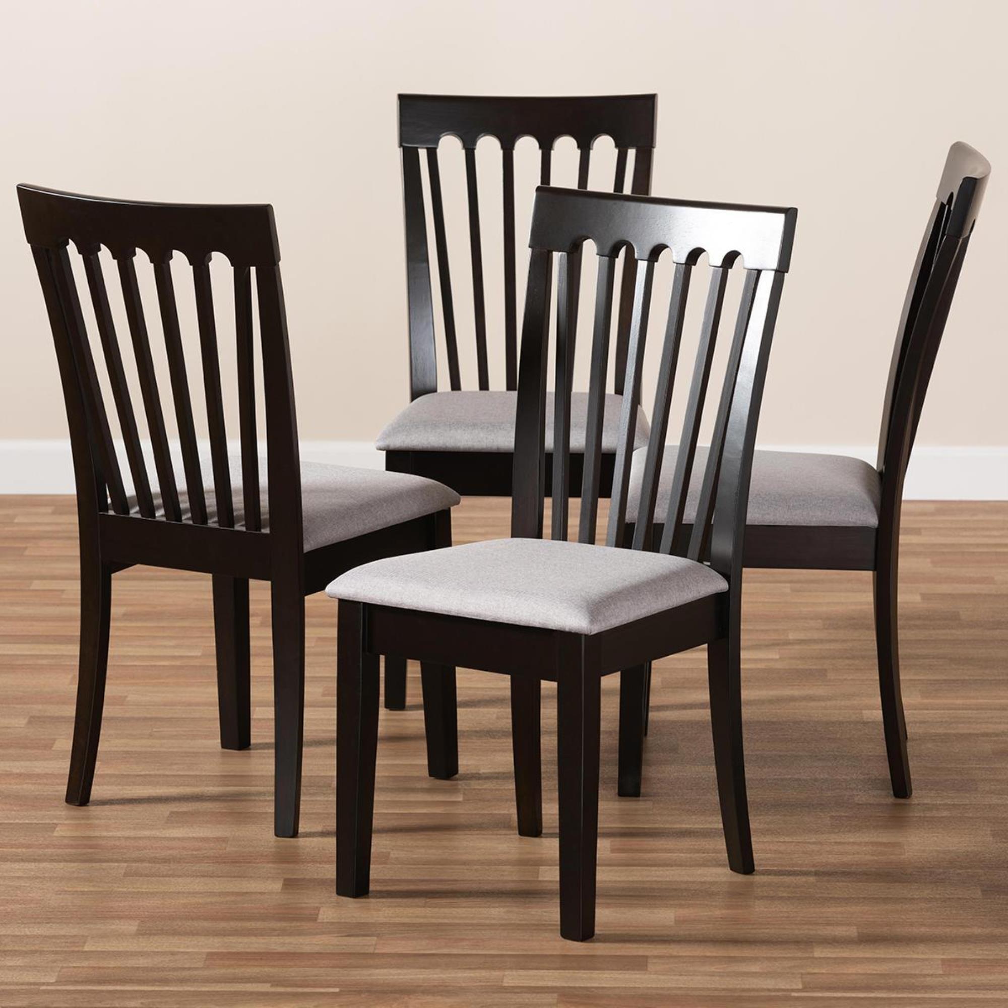 Baxton Studio Dining Chair in Gray and Espresso (Set of 4