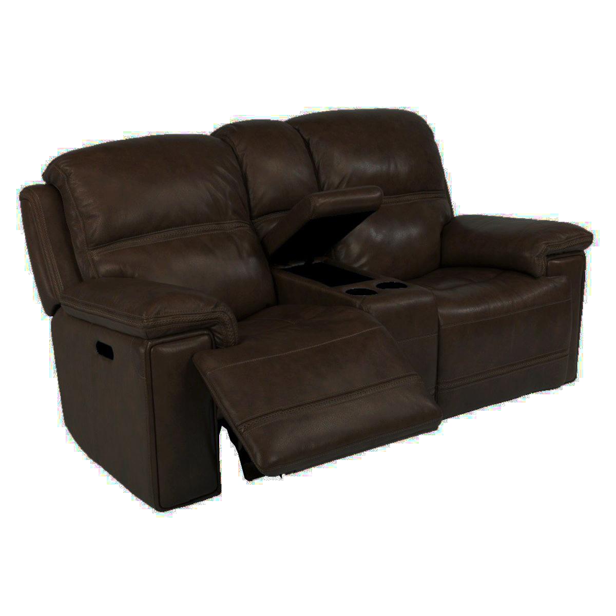 Flexsteel Fenwick Leather Power Reclining Loveseat with Console in 