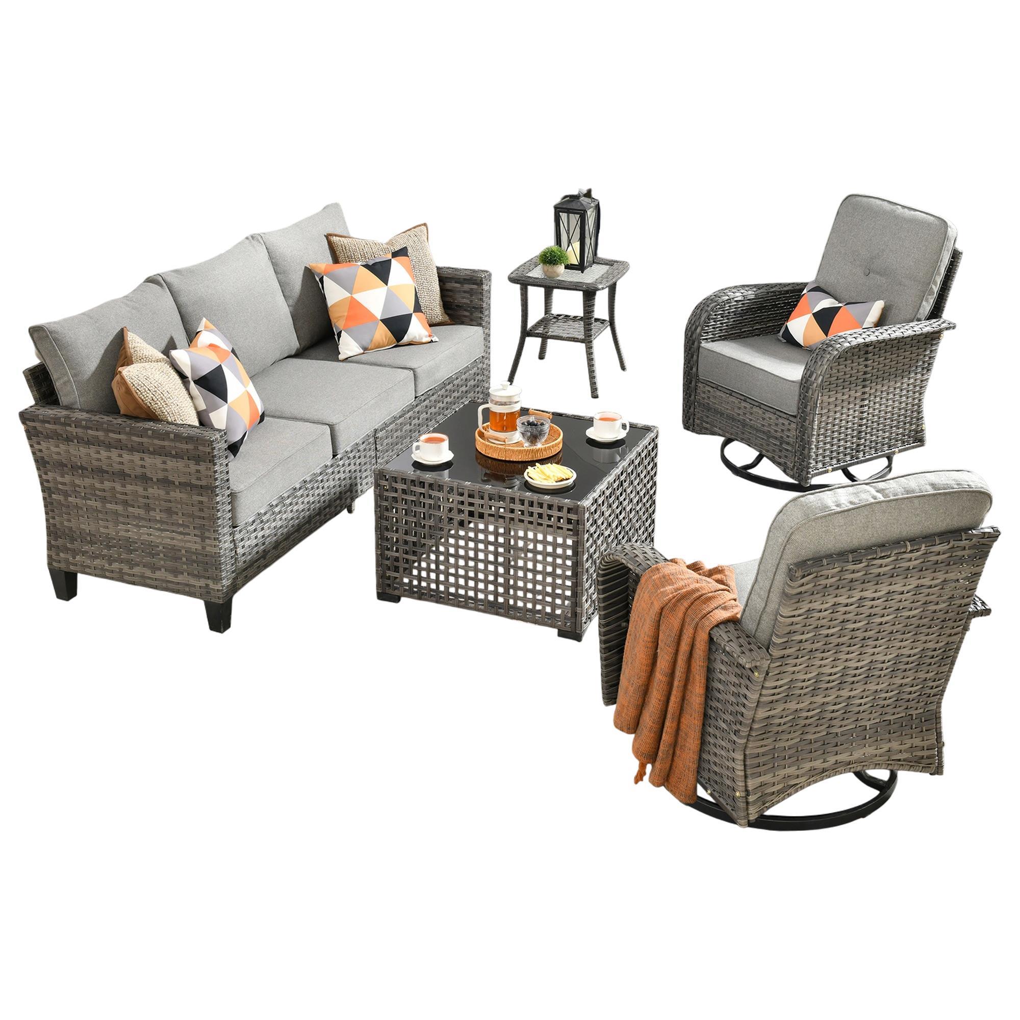 HOMLUX 5-Piece Outdoor Conversation Set in Dark Gray