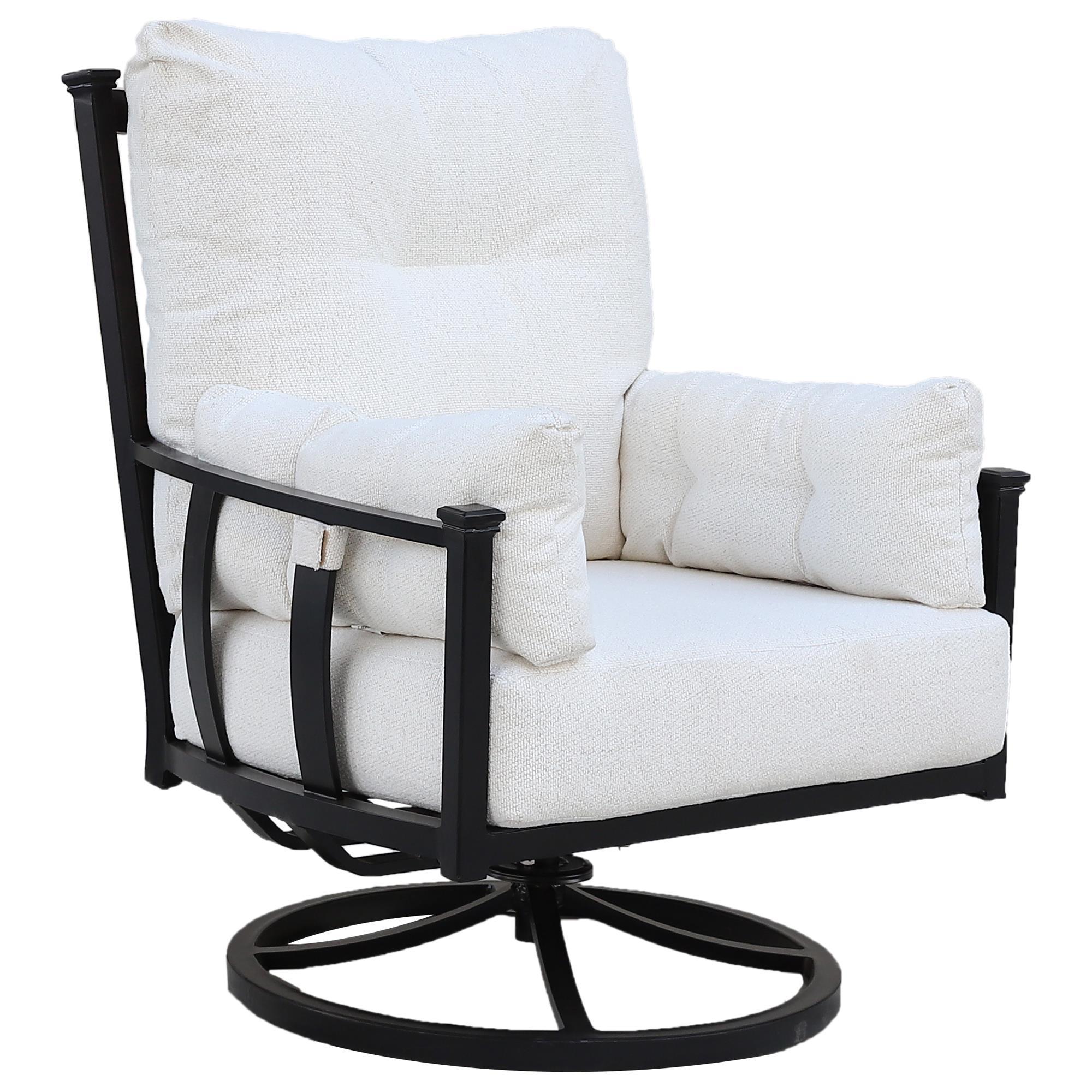 GatherCraft Seville Patio Club Swivel Chair with Cushion in Medora