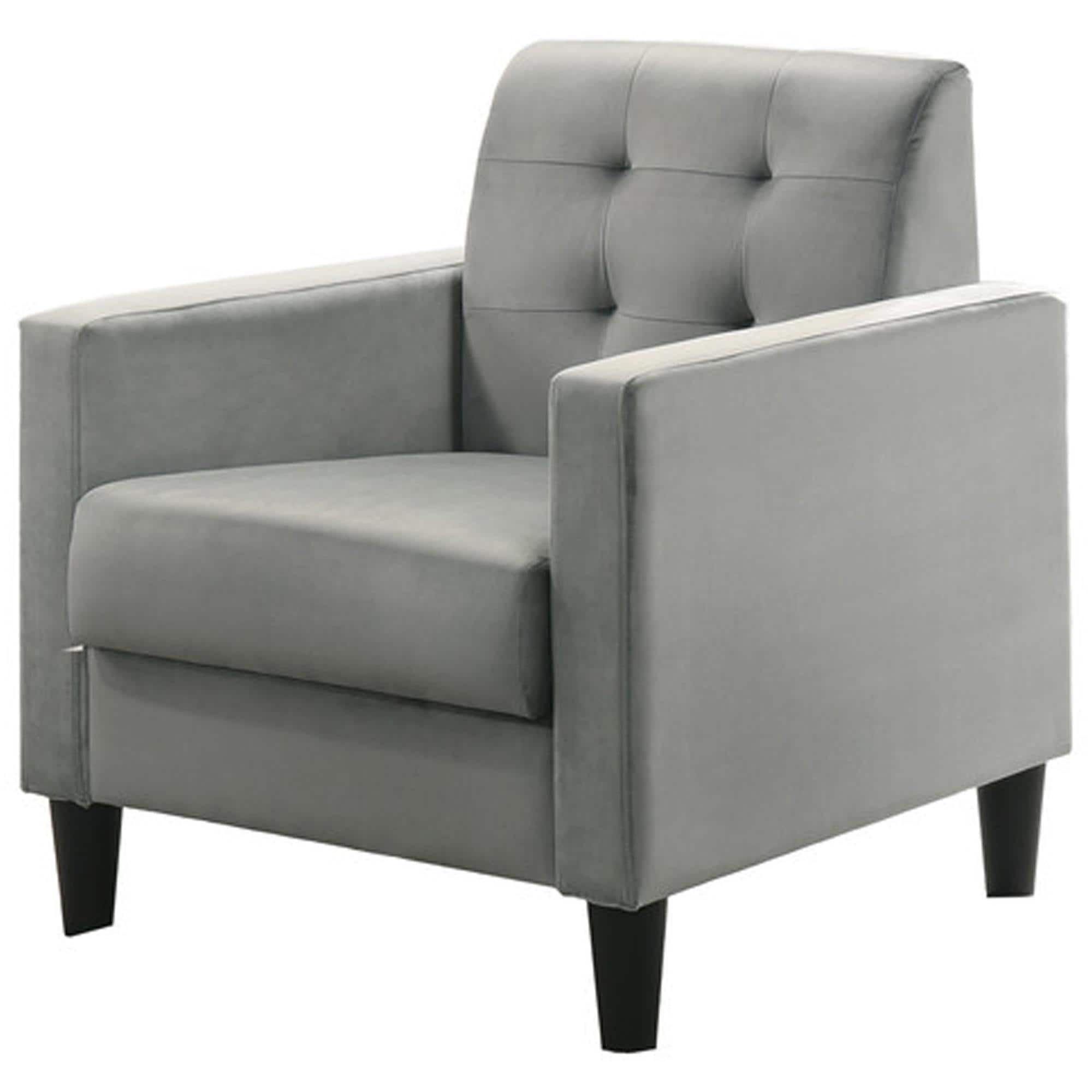 HOMLUX Tufted Back Accent Arm Chair in Light Gray