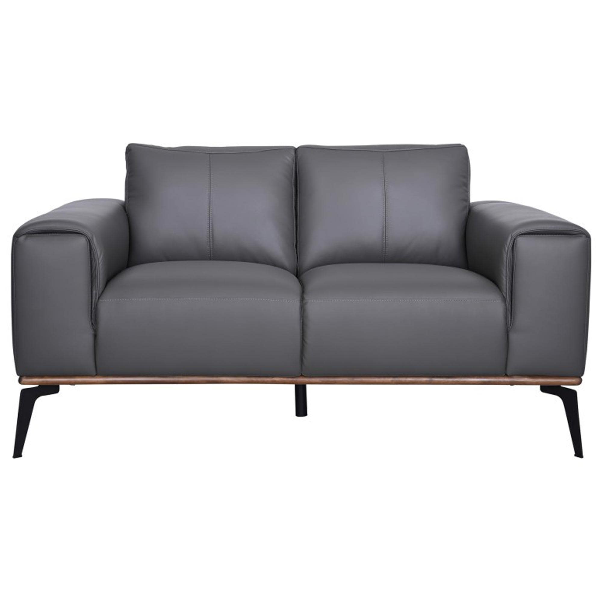 37B Pietro Stationary Leather Loveseat in Gray
