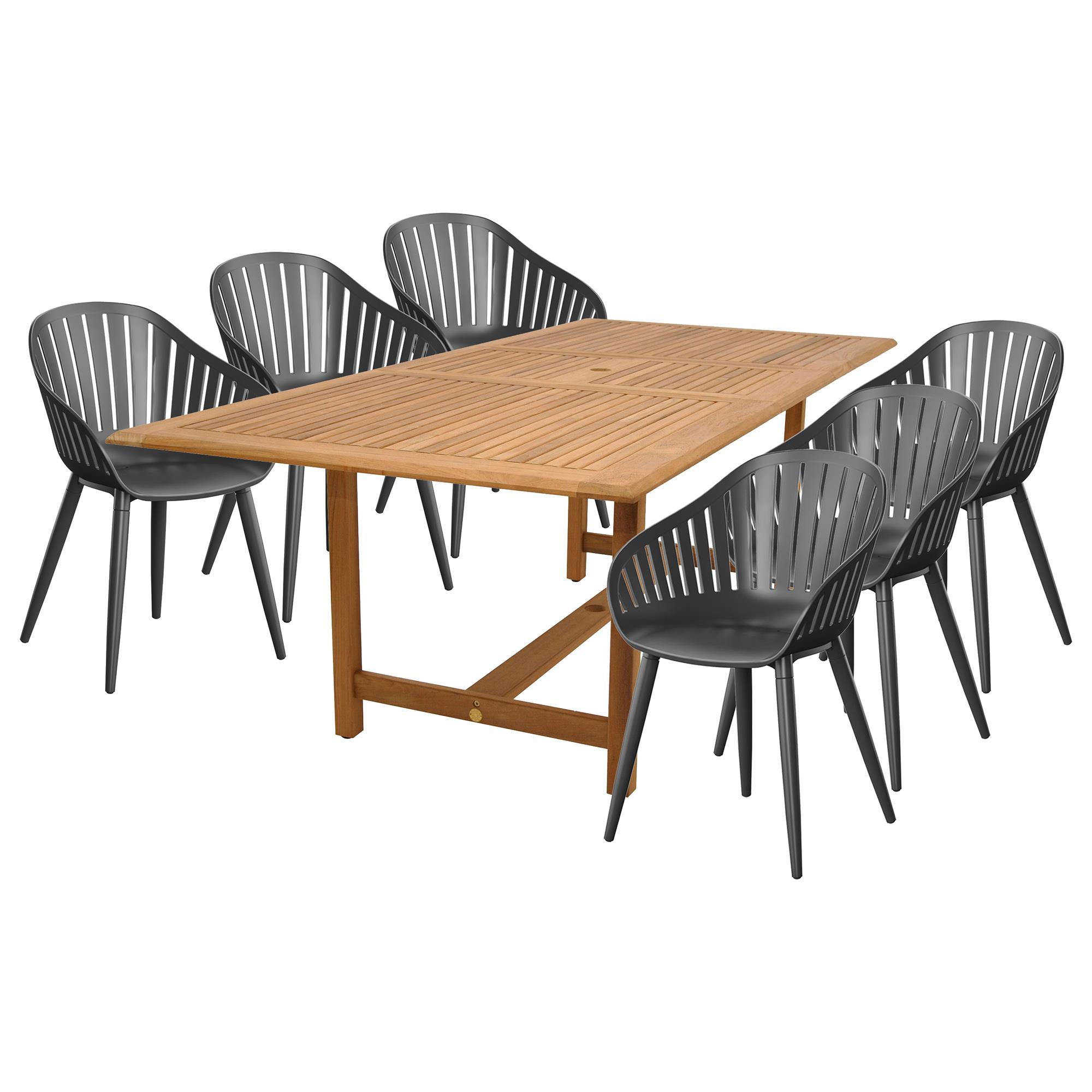 Amazonia Dian and Cannes 7Piece Rectangular Patio Dining Set in Teak