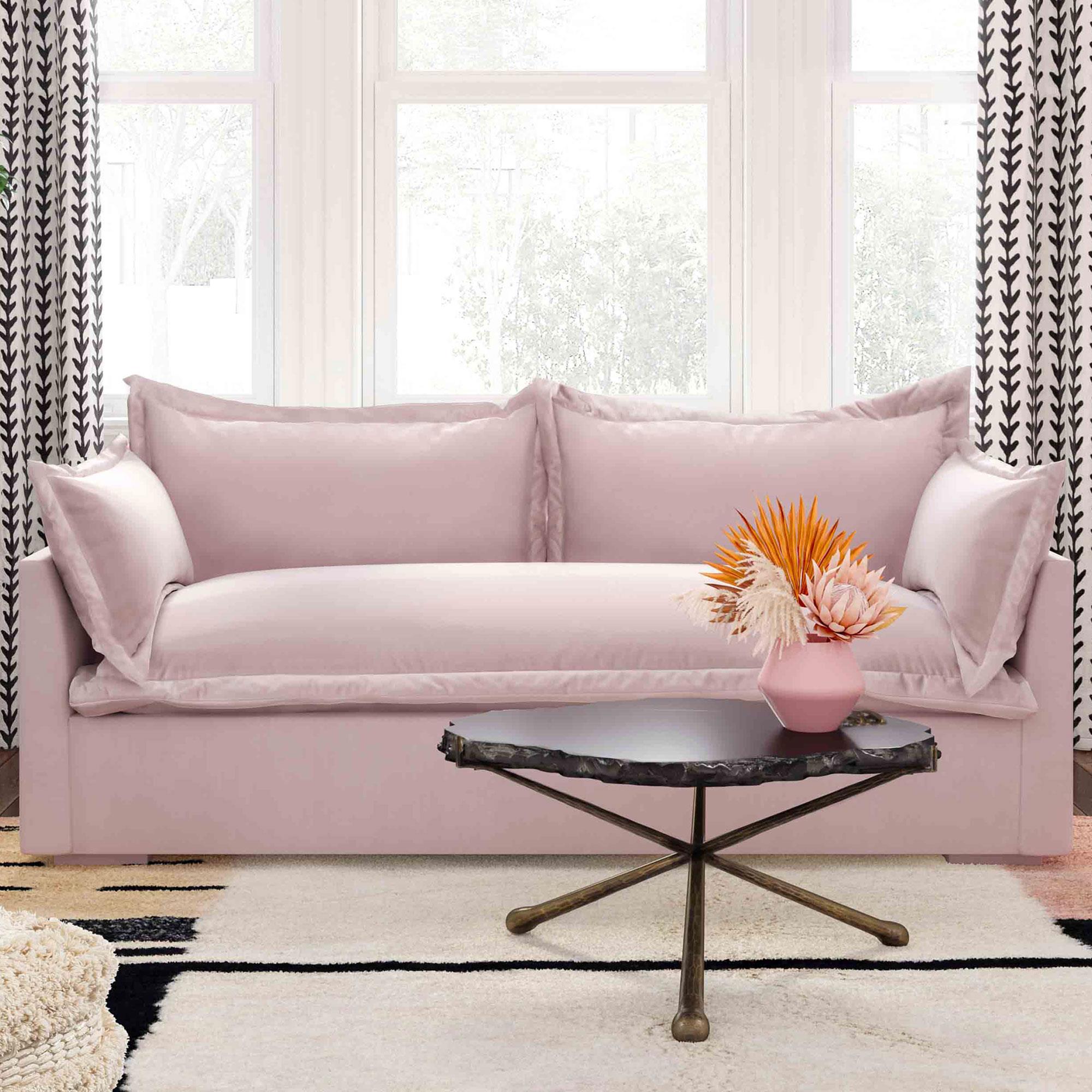 Tov Furniture Freya Sofa in Mauve Velvet Nebraska Furniture Mart