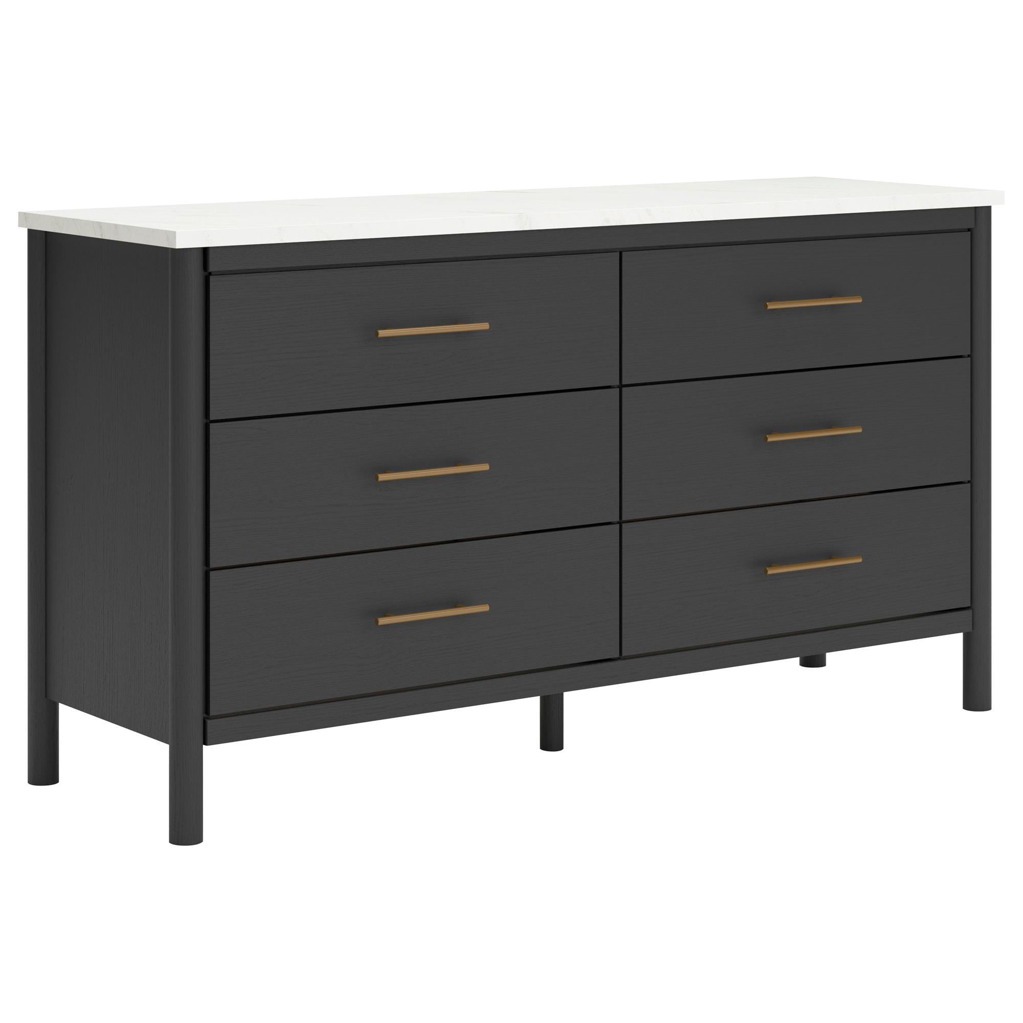 Ashley Cadmori 6-Drawer Dresser in Matte Black and White