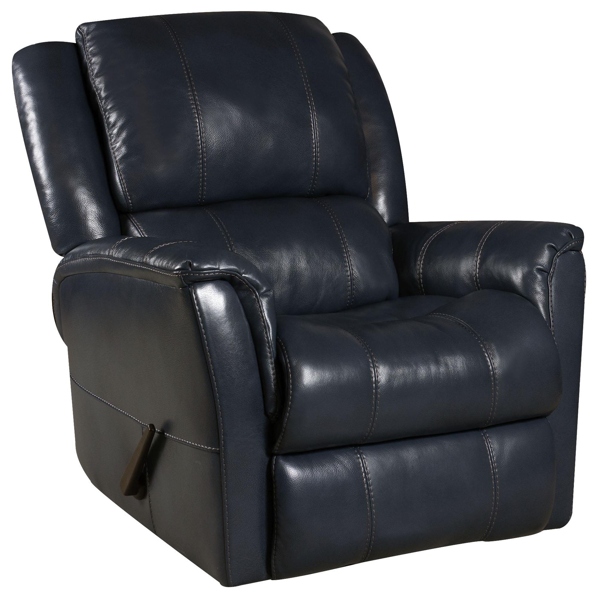 Homestretch Leather Manual Swivel Glider Recliner in Ocean Blue NFM