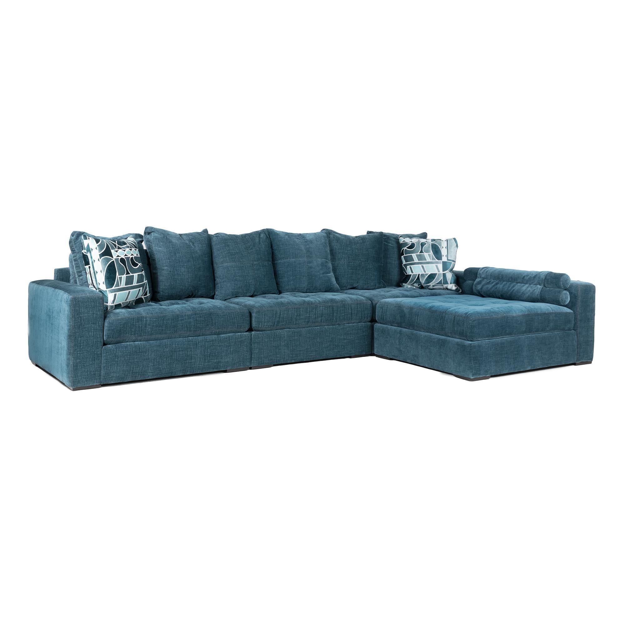 Jonathan Louis Noah 4Piece Sectional in Napa Teal Blue Nebraska