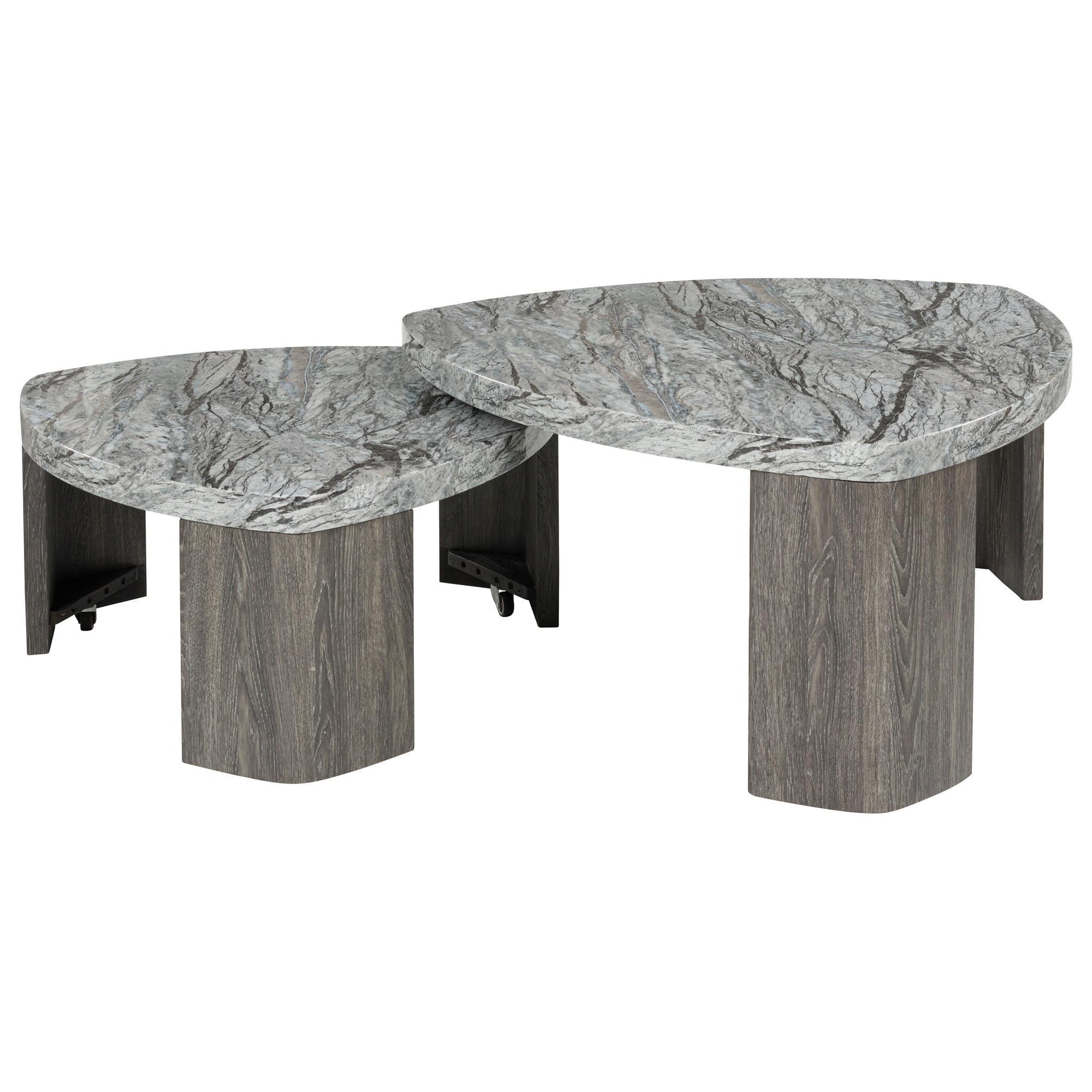 Ashley Surmour Stacked Cocktail Table in Gray and Brown