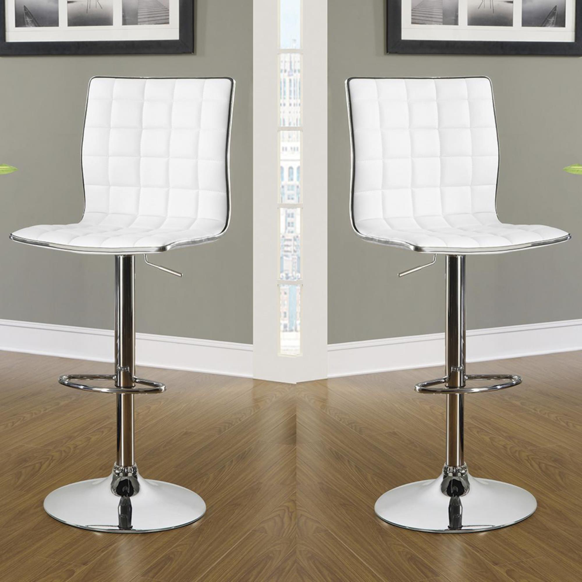 Pacific Landing Adjustable Waffle Bar Stool in White Set of 2 NFM