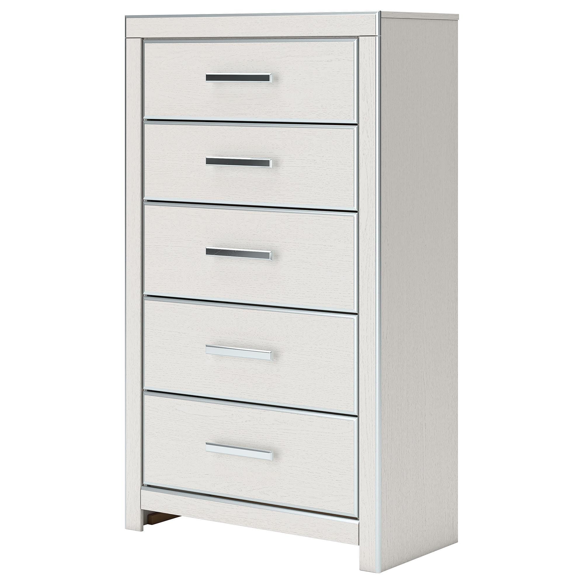 Ashley Zuraleus 6-Drawer Chest in Matte White and Chrome