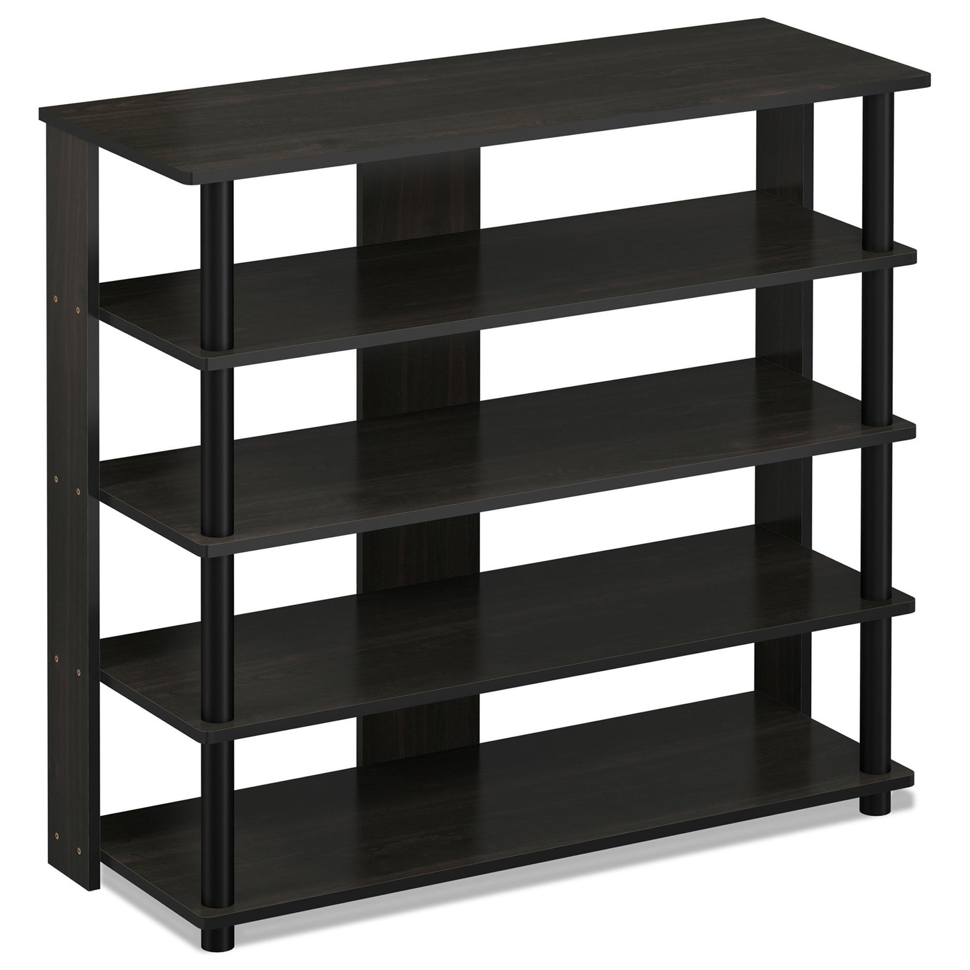 HOMLUX 5-Tier Shoe Rack in Espresso and Black