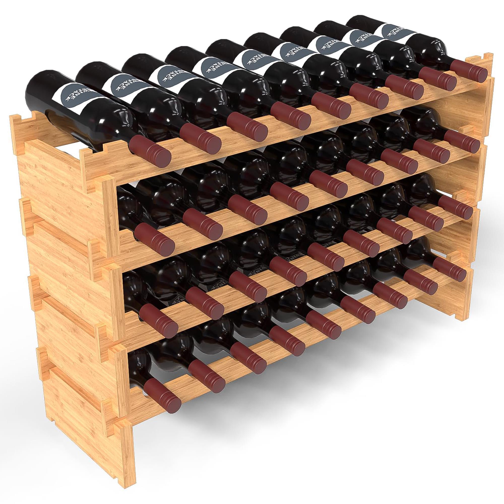 HOMLUX 36-Bottle Bamboo Stackable Modular Wine Rack in Natural