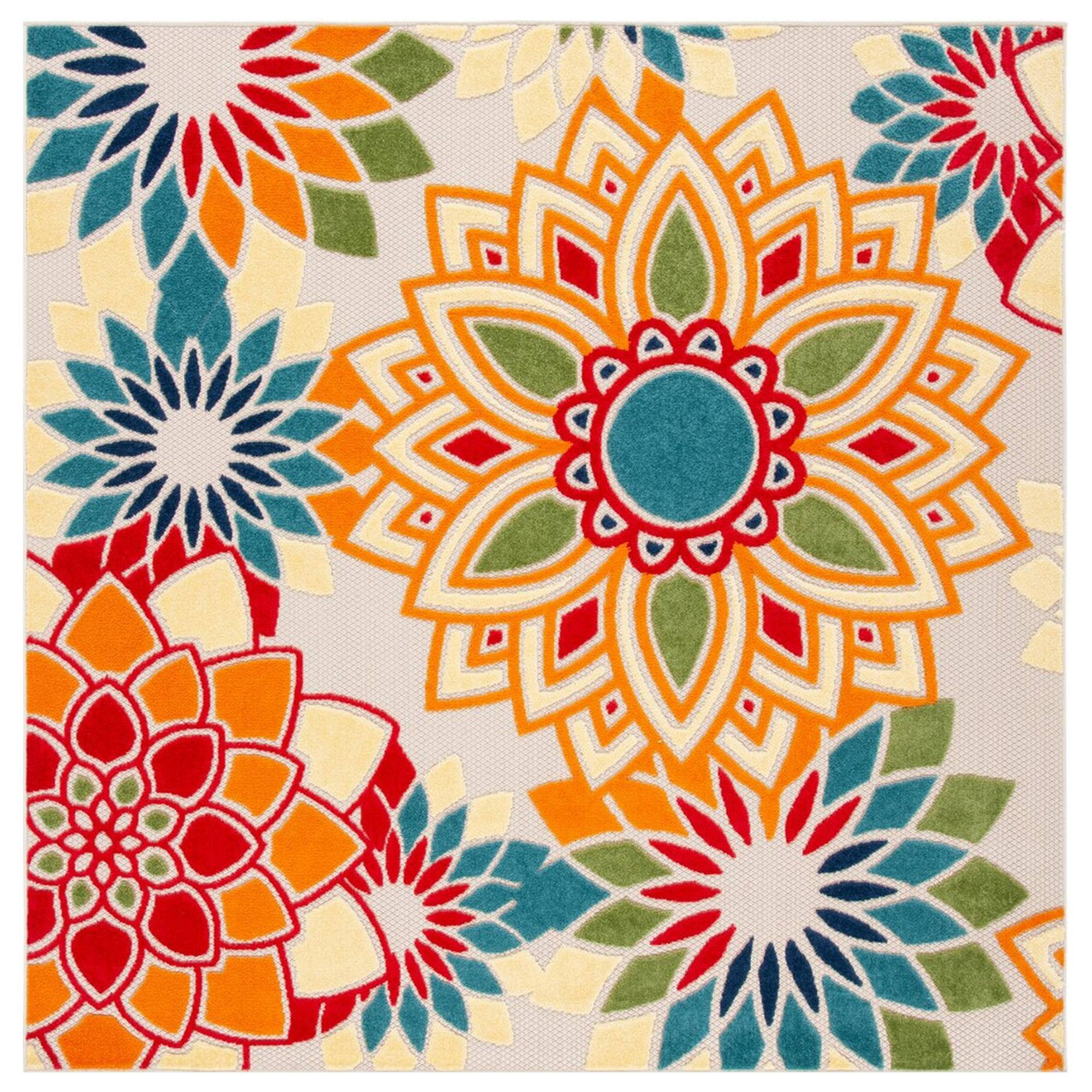 Safavieh Cabana CBN328A 8' x 10' Ivory and Orange Indoor/Outdoor