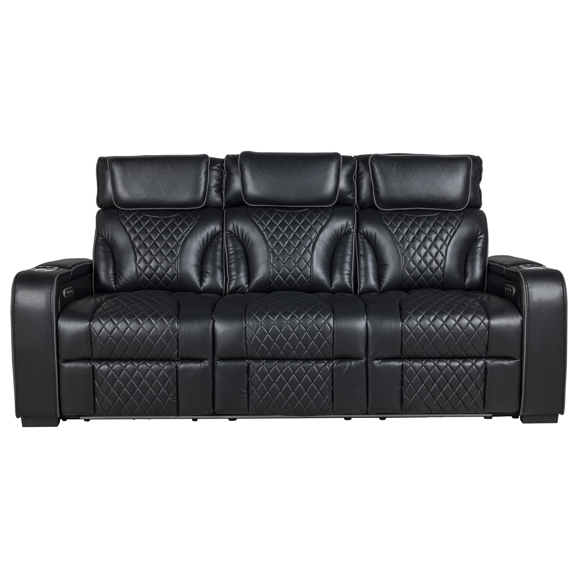 Everly Living Rock Star Power Reclining Sofa in Black