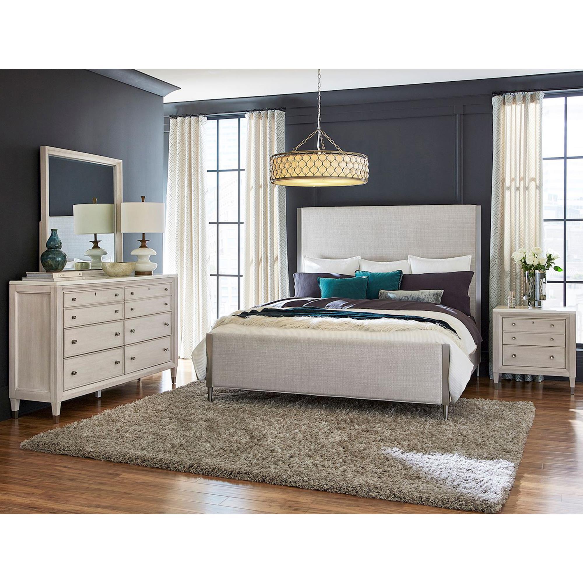 Chapel Hill Ashby Place 4Piece King Upholstered Bedroom Set in White NFM
