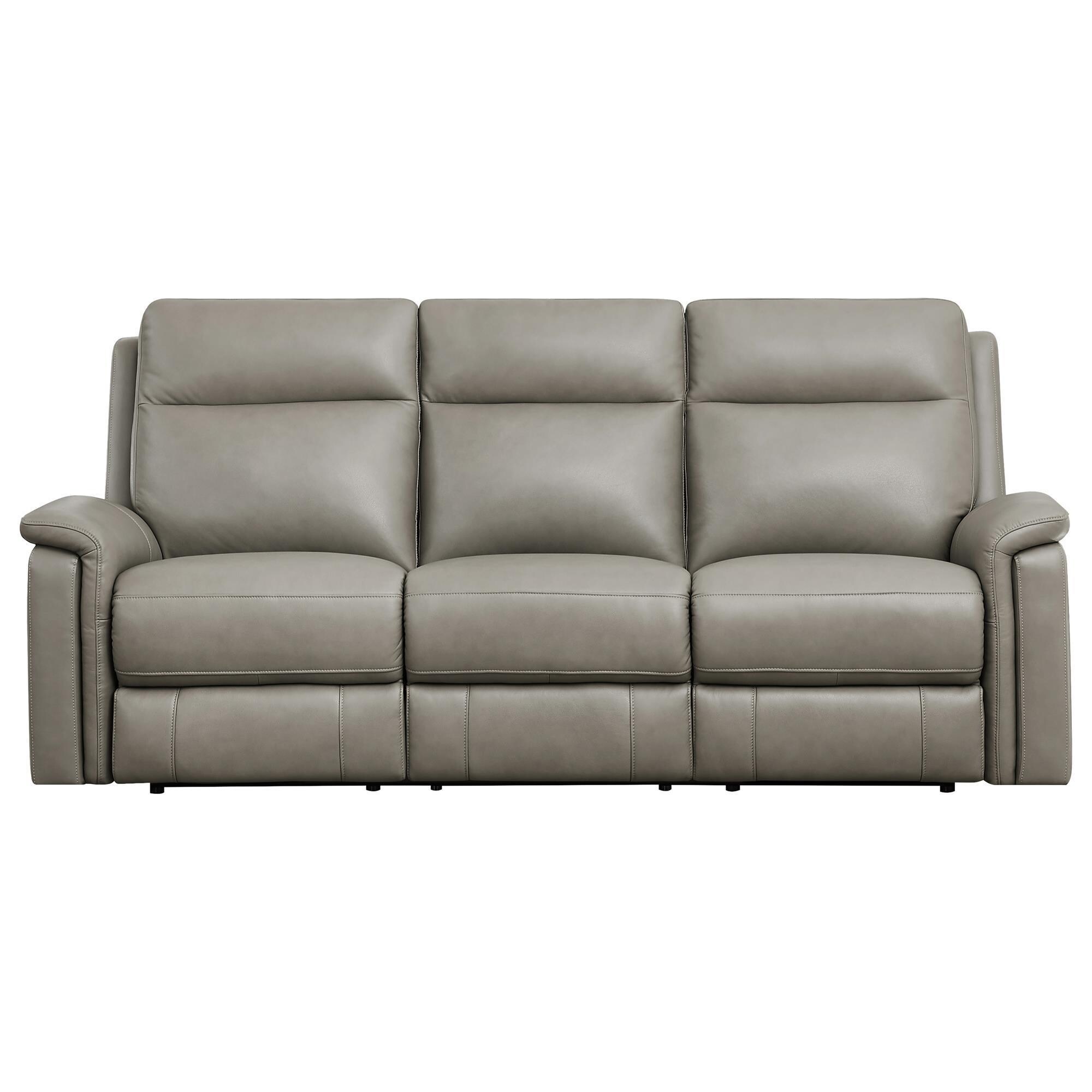 Amax Leather Cozy Power Reclining Sofa in Concrete