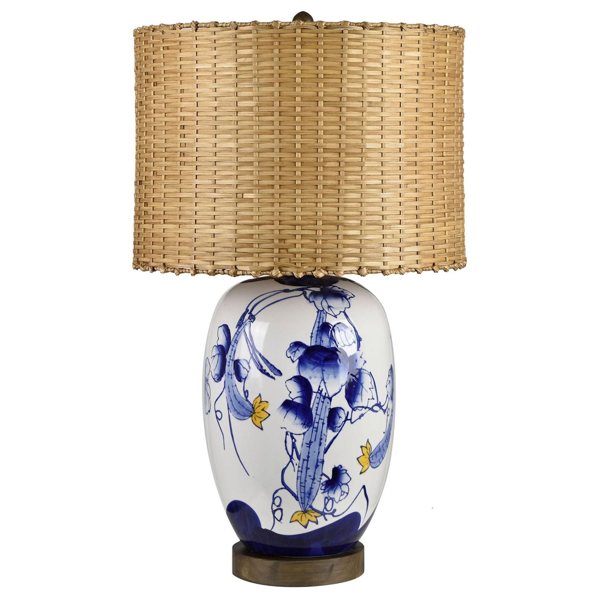 Porch View Bitter Melon Table Lamp in Blue and Yellow