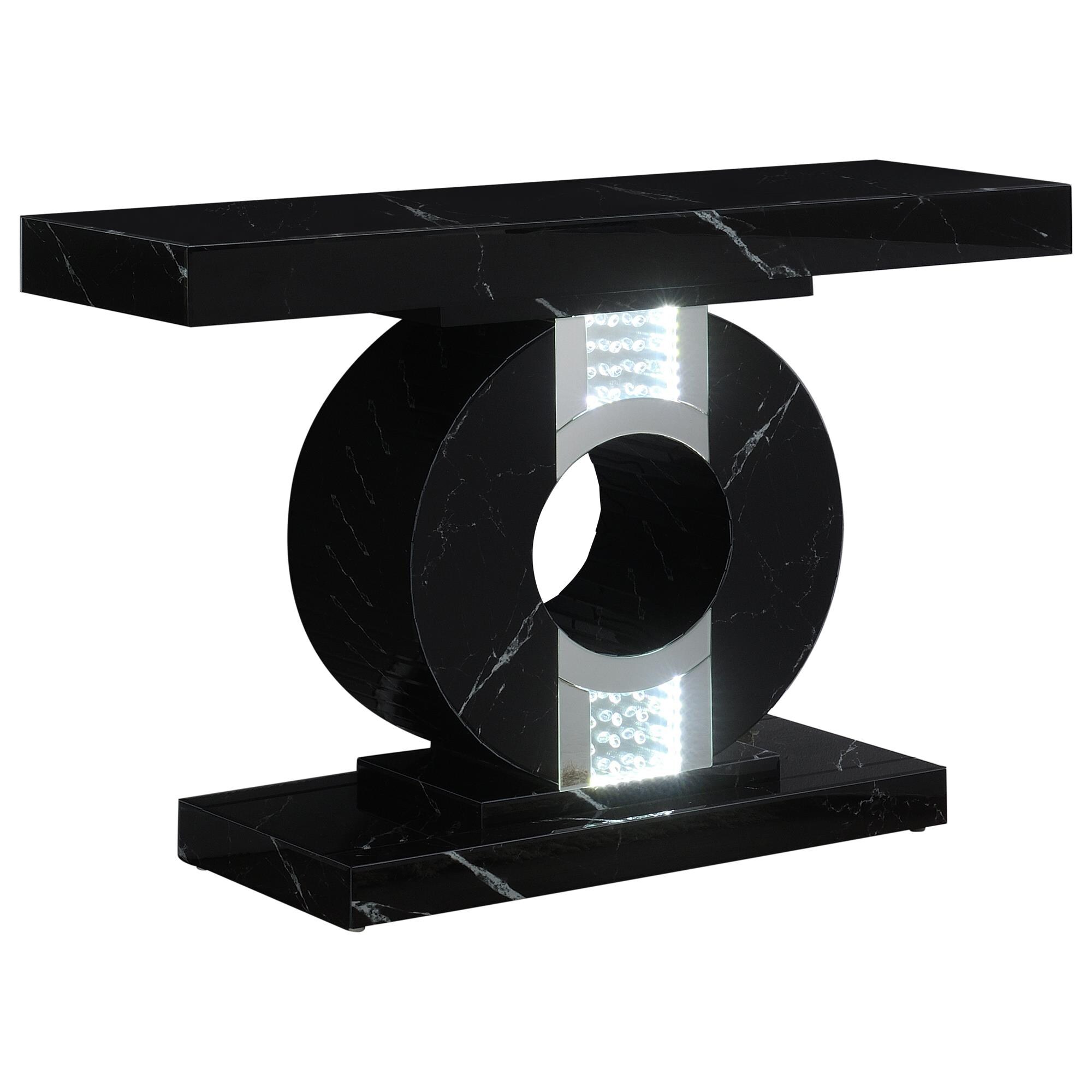 Pacific Landing Geometric Console Table with LED Lighting in Black |  Nebraska Furniture Mart