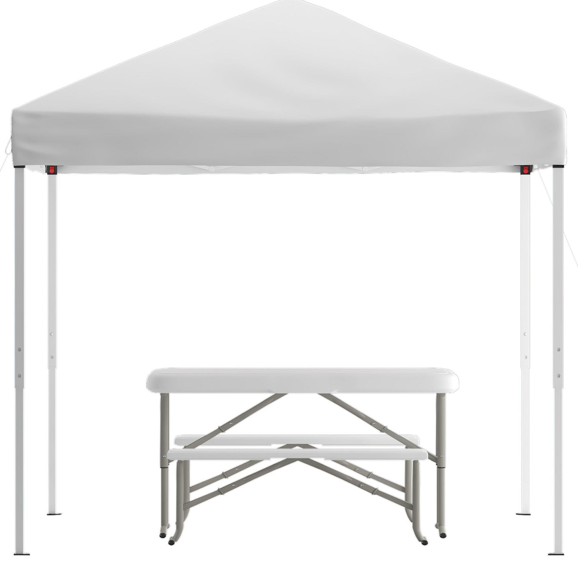 Flash Furniture Kramer 4Piece Patio Dining Set with White Umbrella in