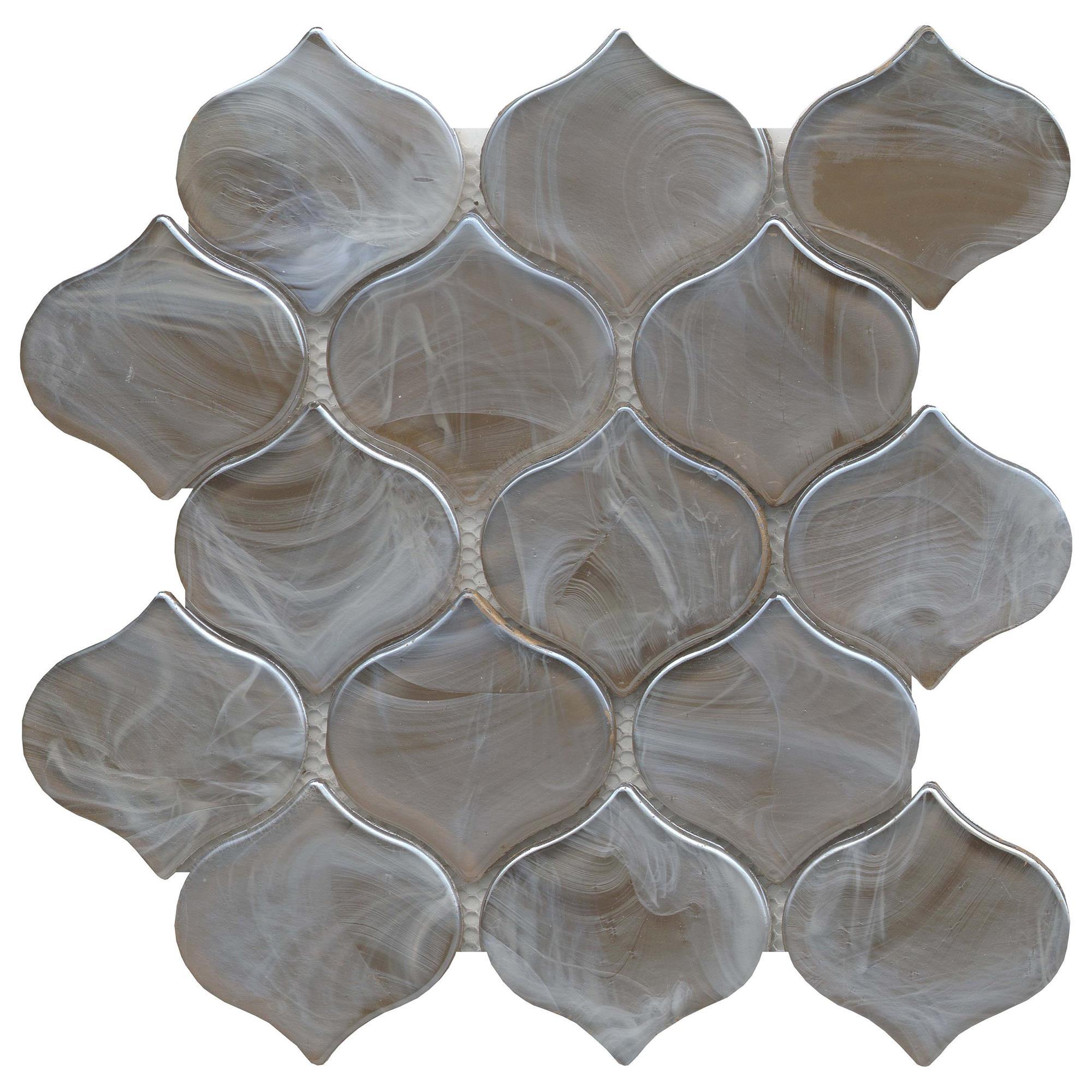 Emser Splash Tan 3" x 3" Arabesque on 10" x 10" Glass Mosaic Sheet NFM