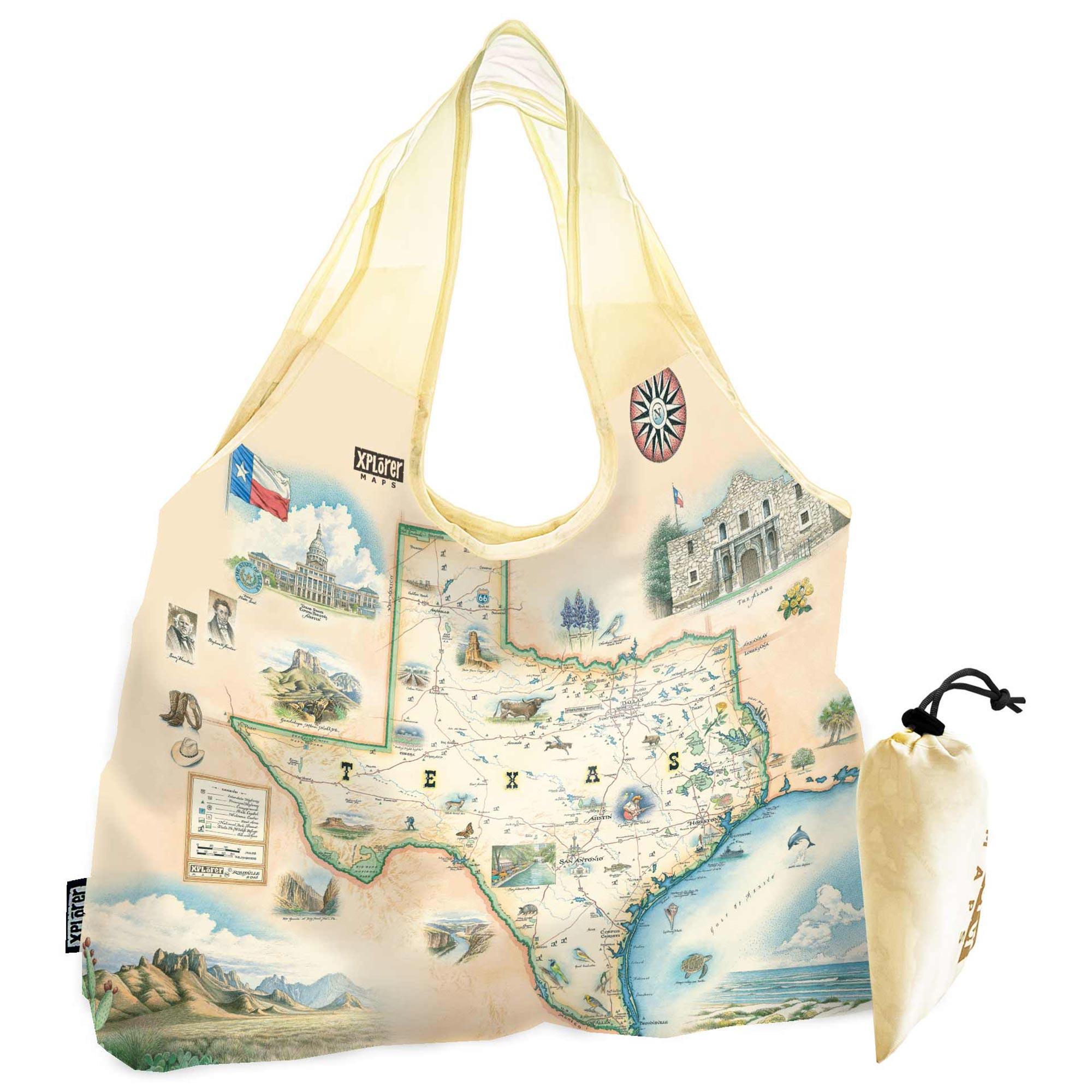 Xplorer Maps Texas Map Pouch Tote Bag in Multicolor