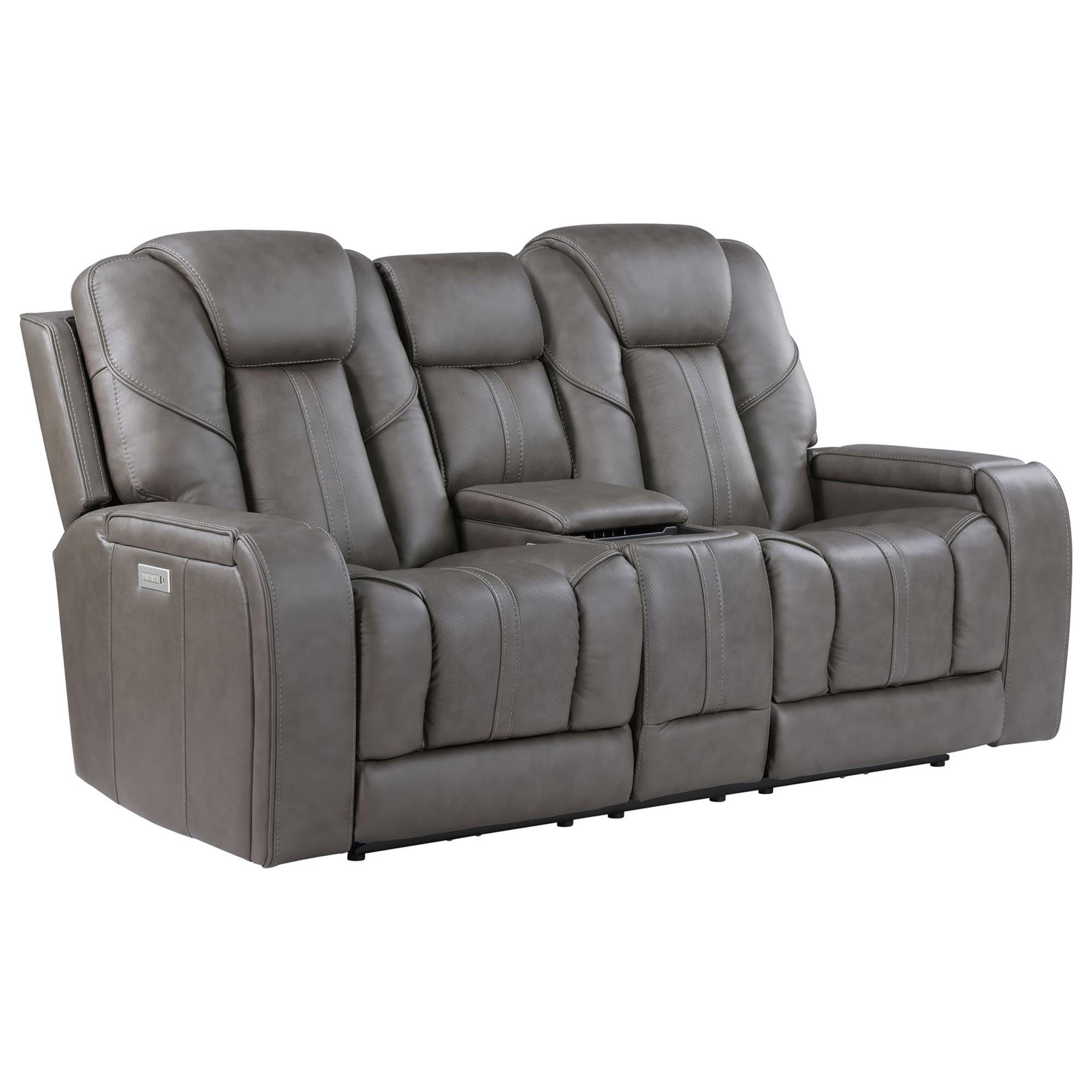 Crystal City Daniel Triple Power Reclining Loveseat in Mossy Gray
