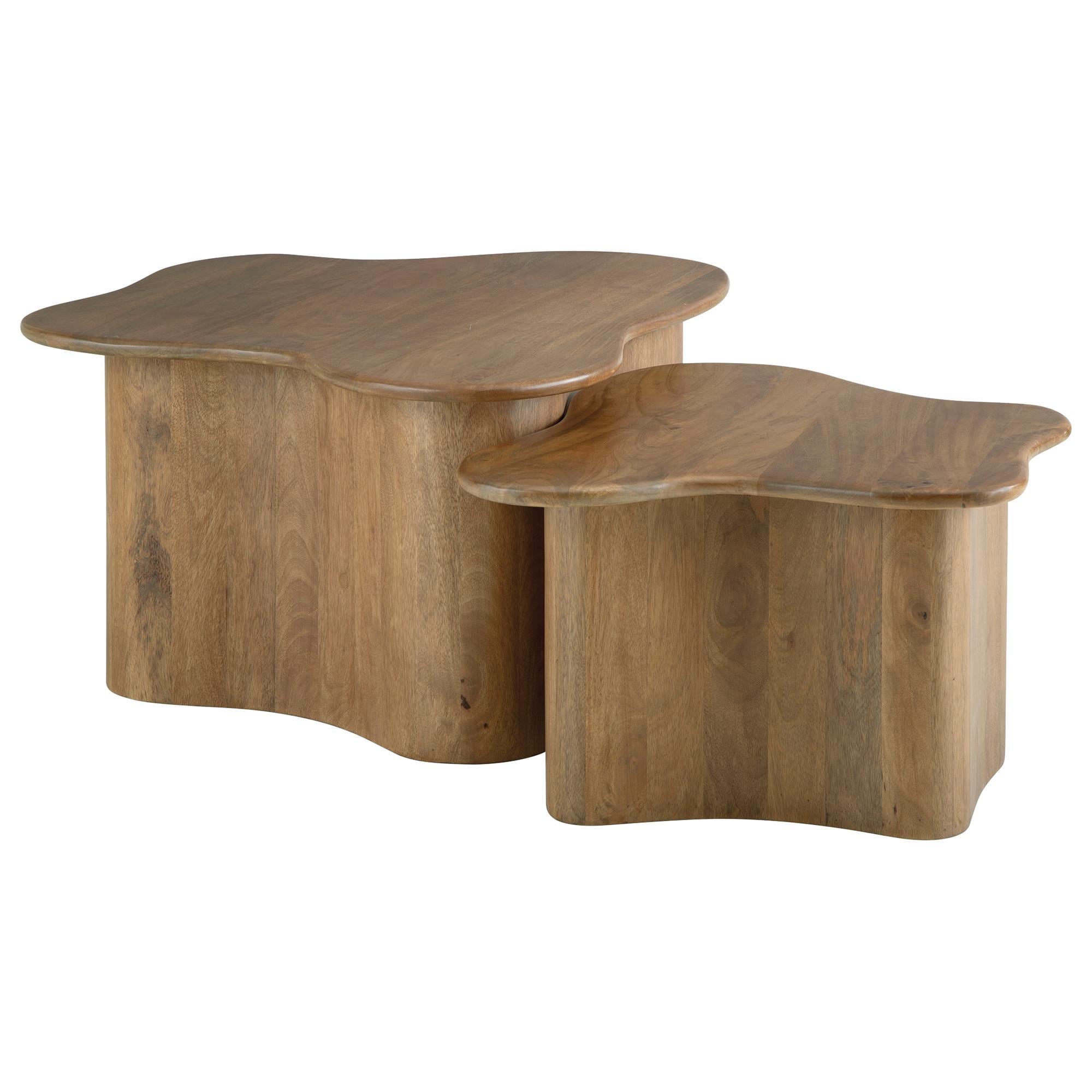 あきぼん Ashley Abeford Accent Cocktail Table in Brown (Set of 2)