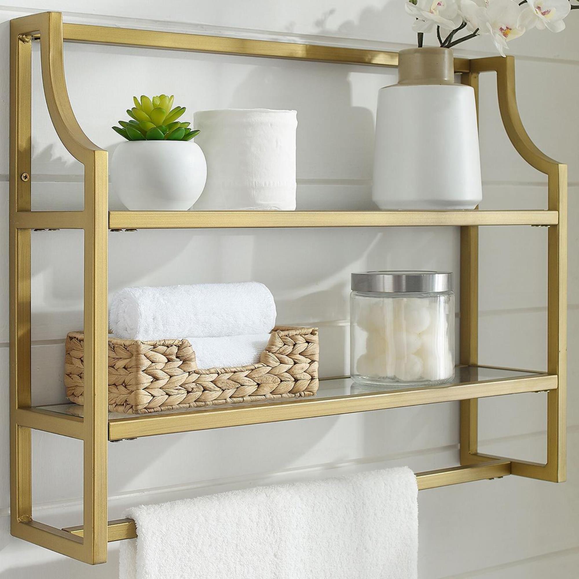 Crosley Furniture Aimee Wall Shelf in Gold NFM